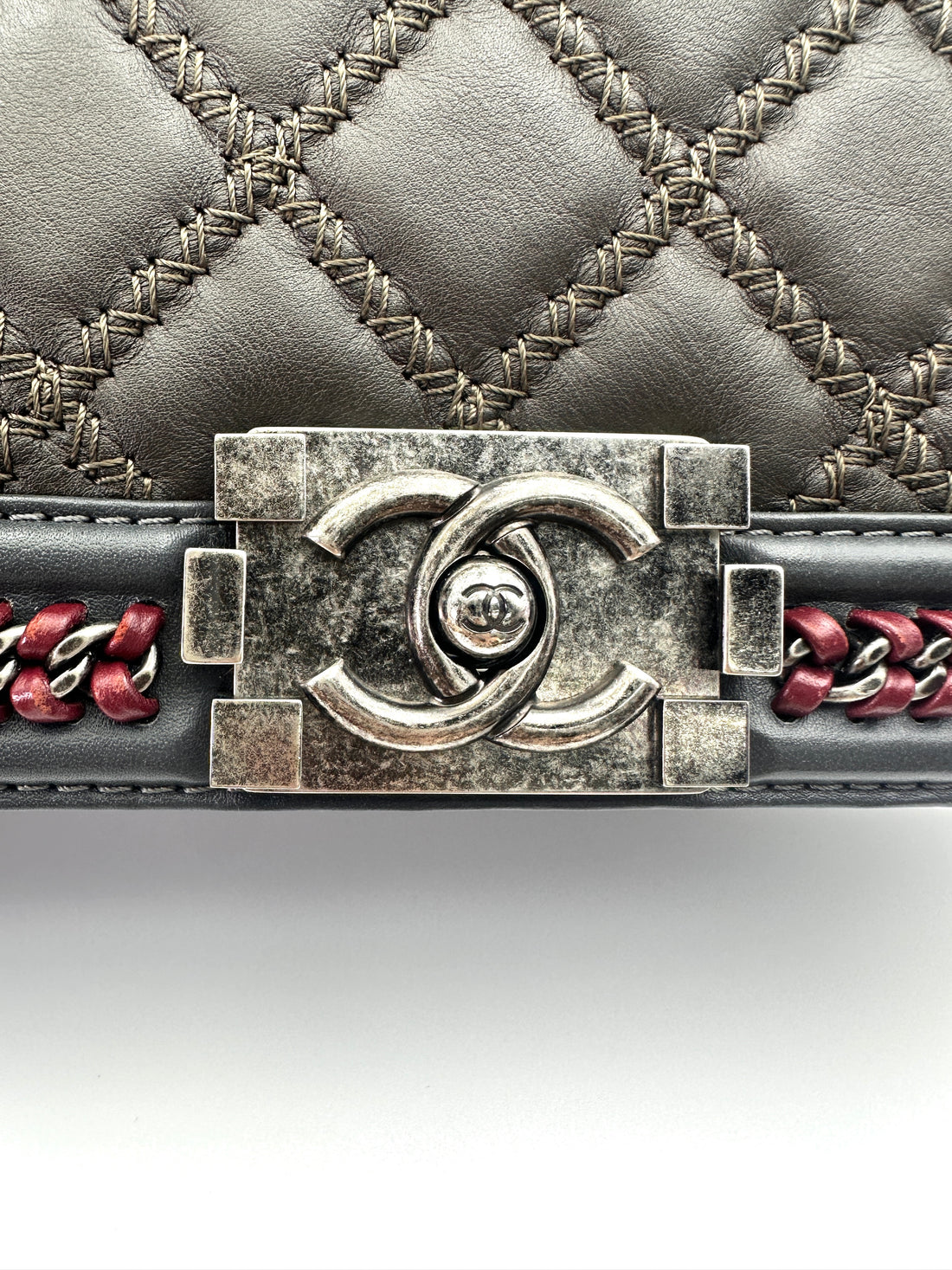 Chanel LeBoy Black Quilted Leather Top Handle Flap Bag With Silver Buckle(21***50) CC1975
