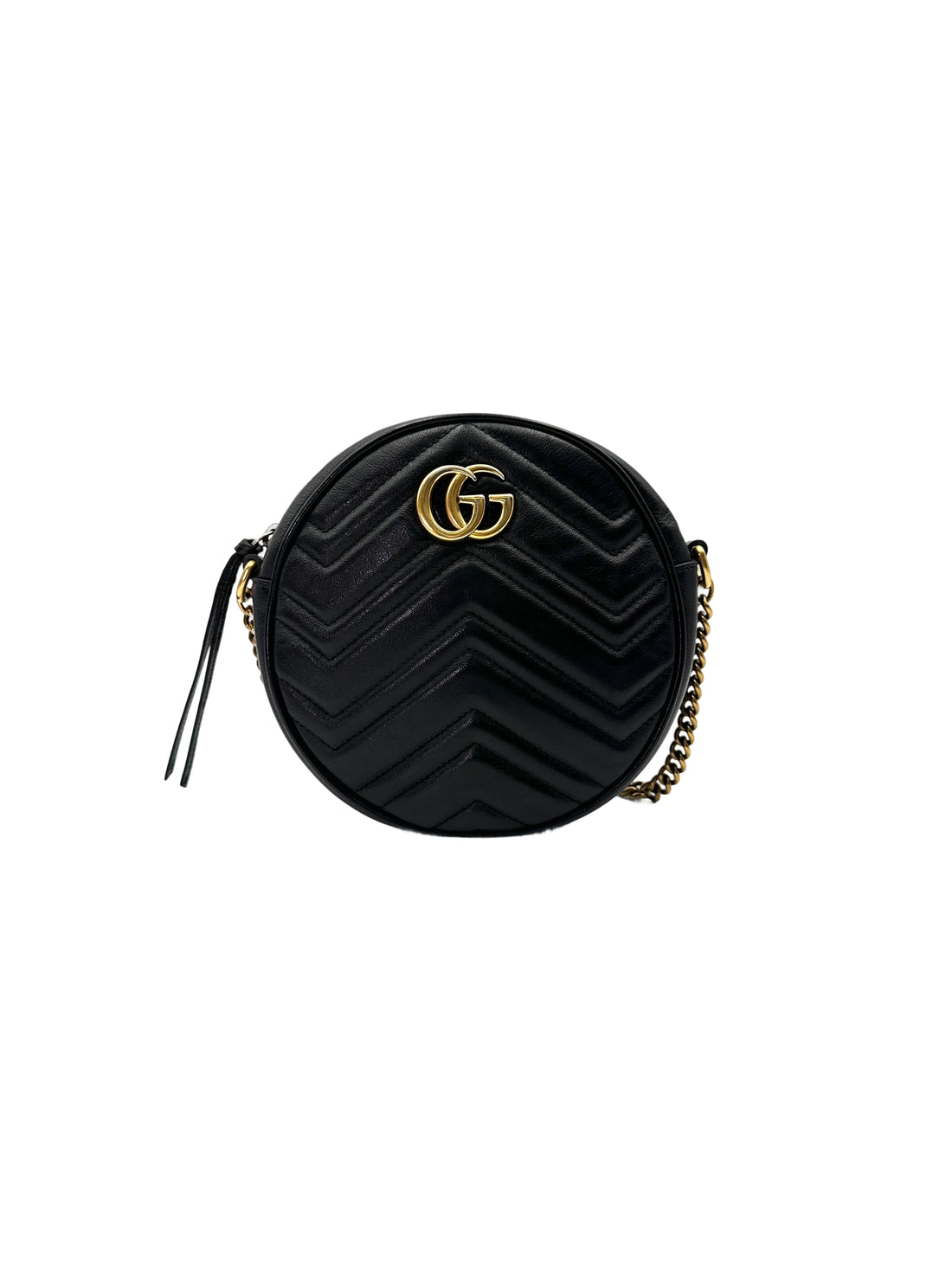 Gucci GG Marmont Black Matelasse Leather Round Shoulder Bag GG1016