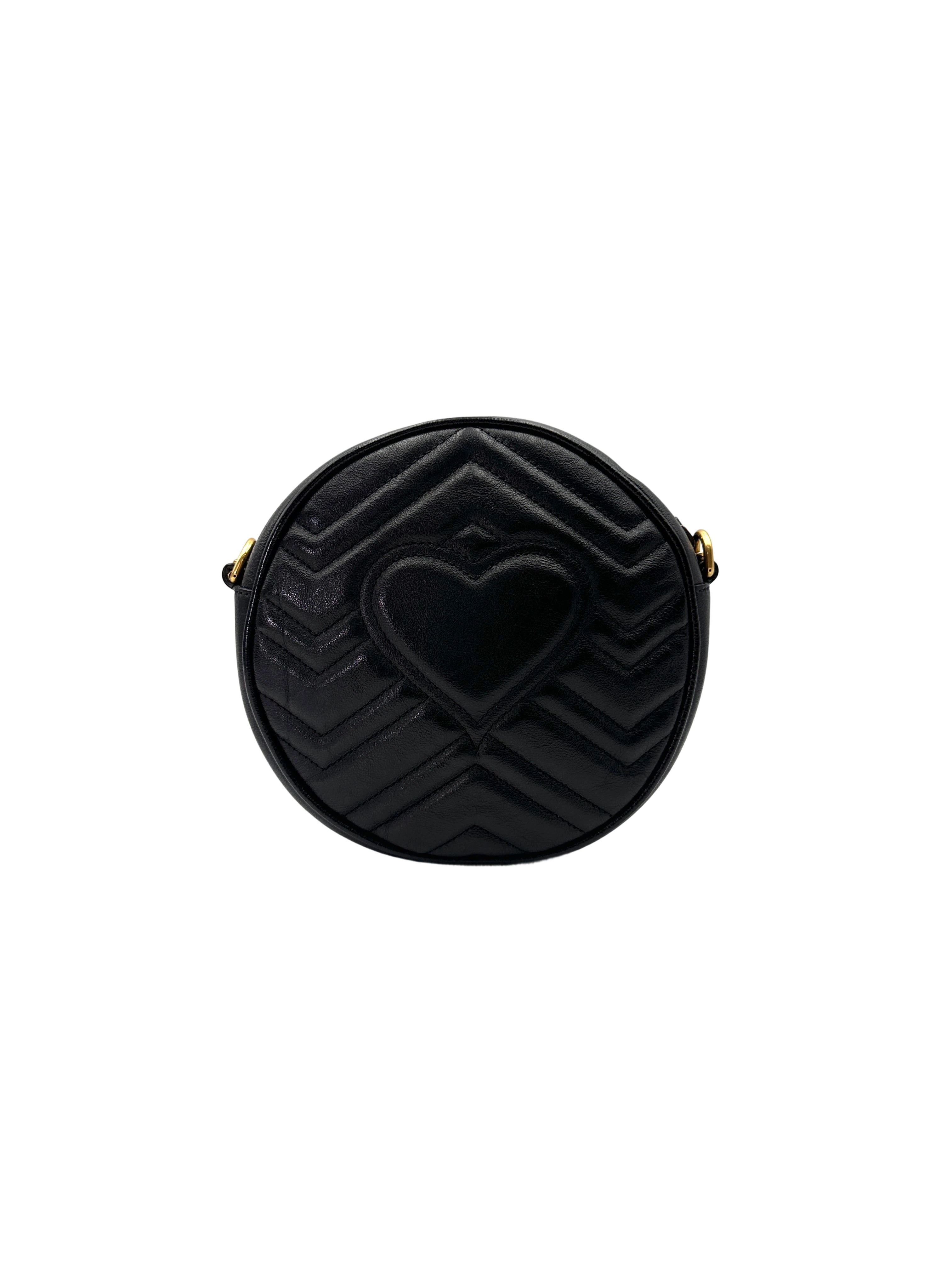 Gucci GG Marmont Black Matelasse Leather Round Shoulder Bag GG1016