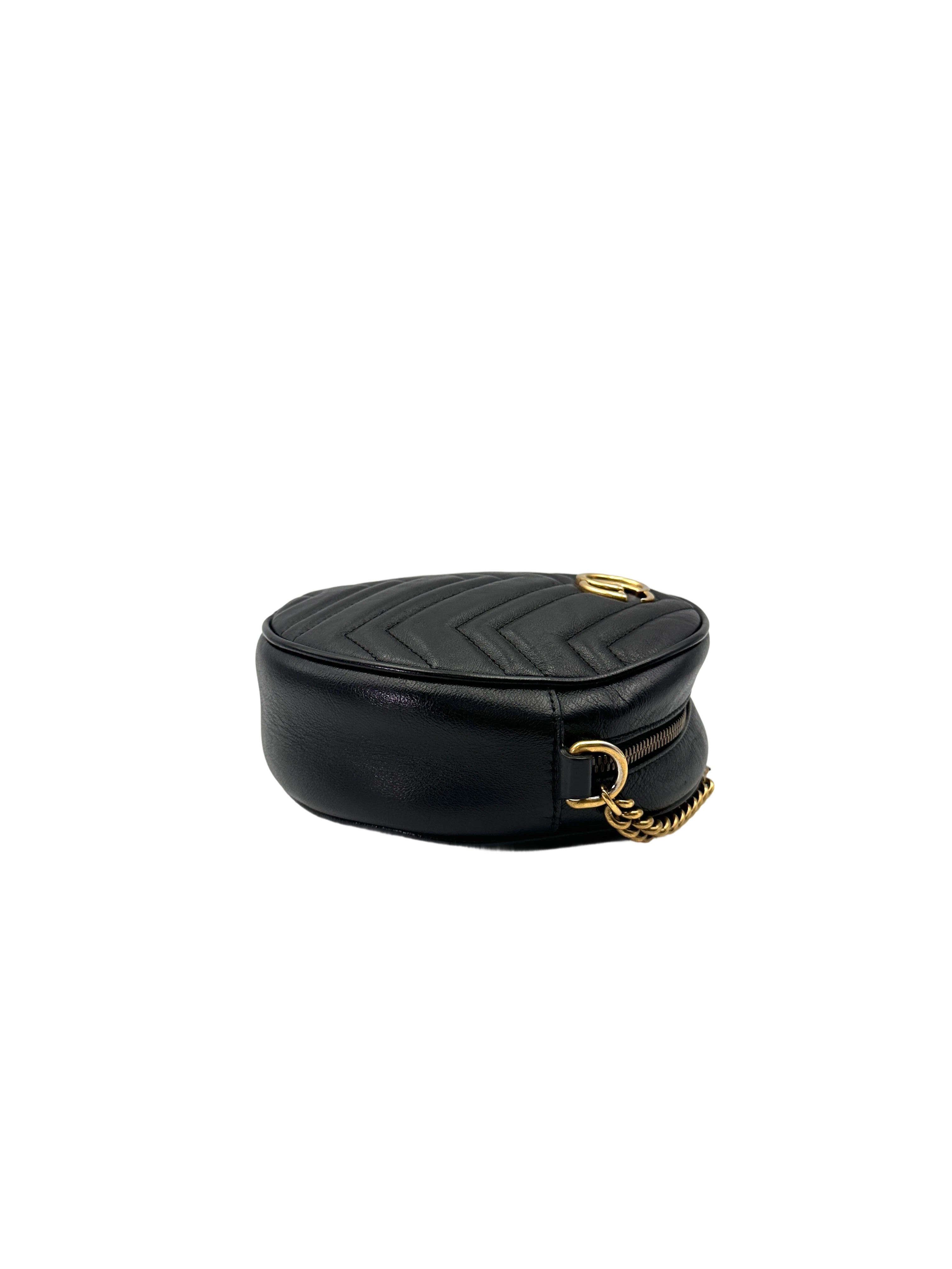 Gucci GG Marmont Black Matelasse Leather Round Shoulder Bag GG1016