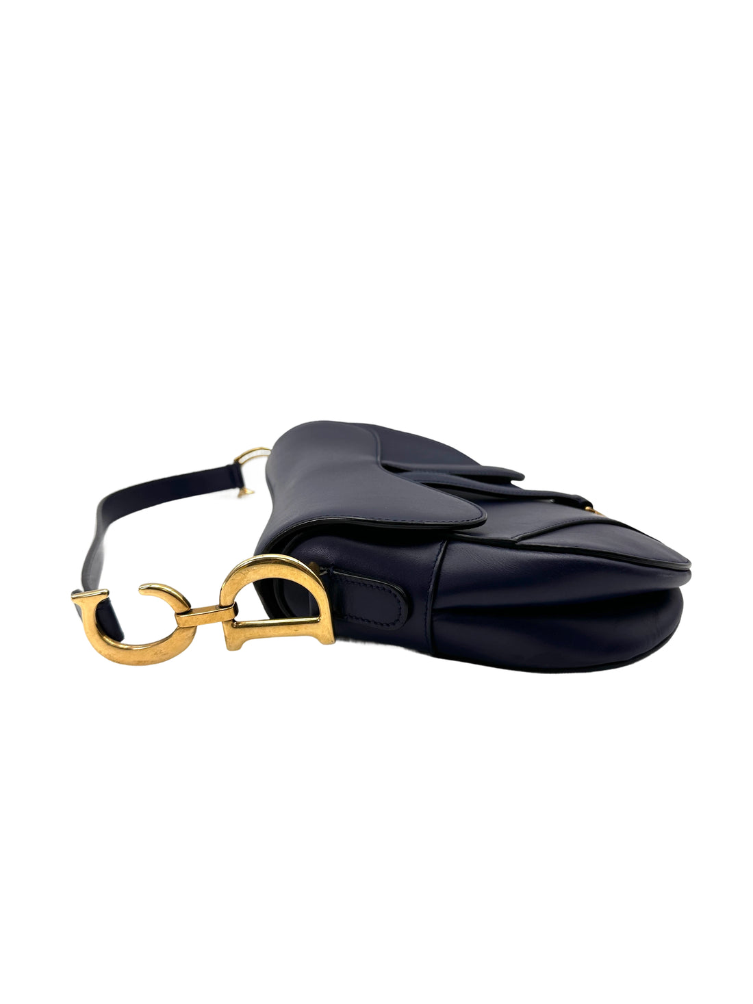 Christian Dior Navy Leather Medium Size Saddle Bag DR738