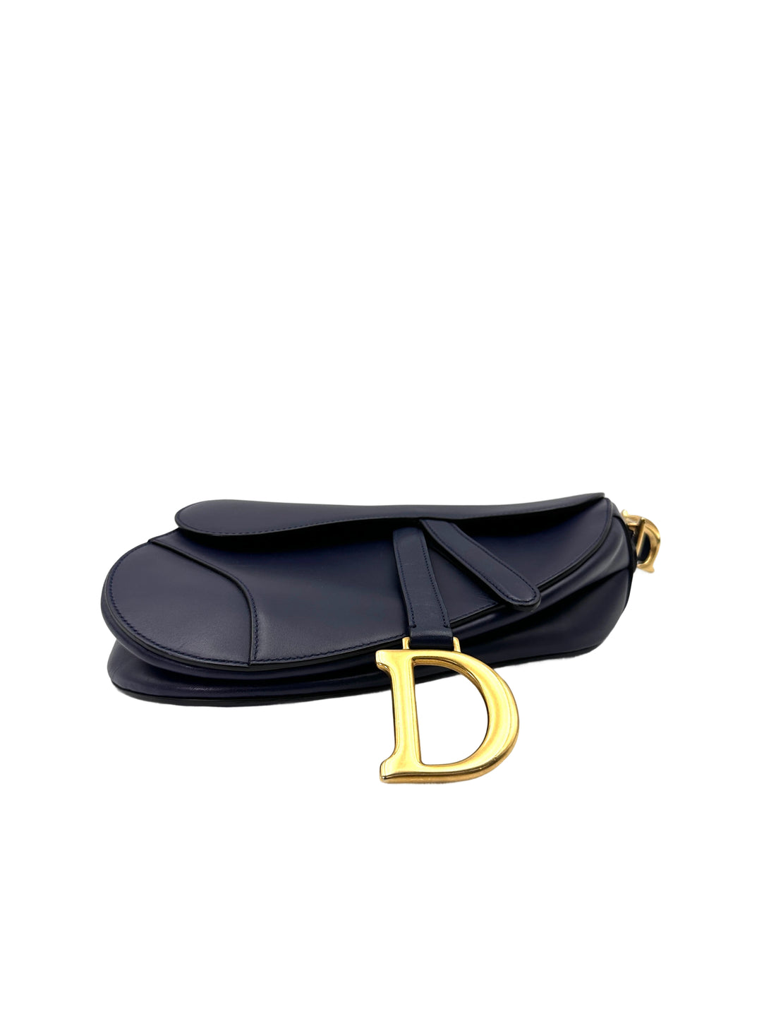 Christian Dior Navy Leather Medium Size Saddle Bag DR738