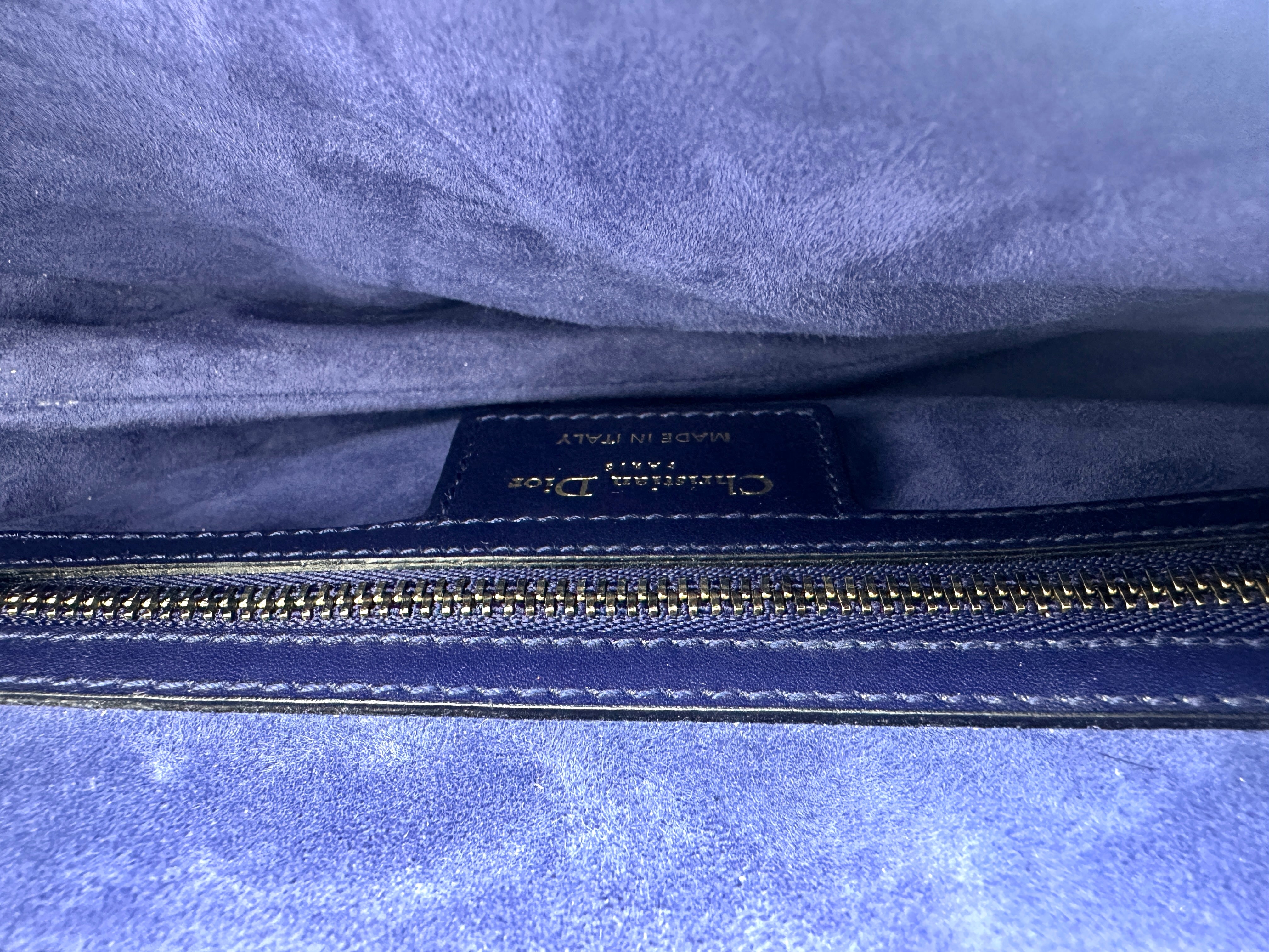 Christian Dior Navy Leather Medium Size Saddle Bag DR738