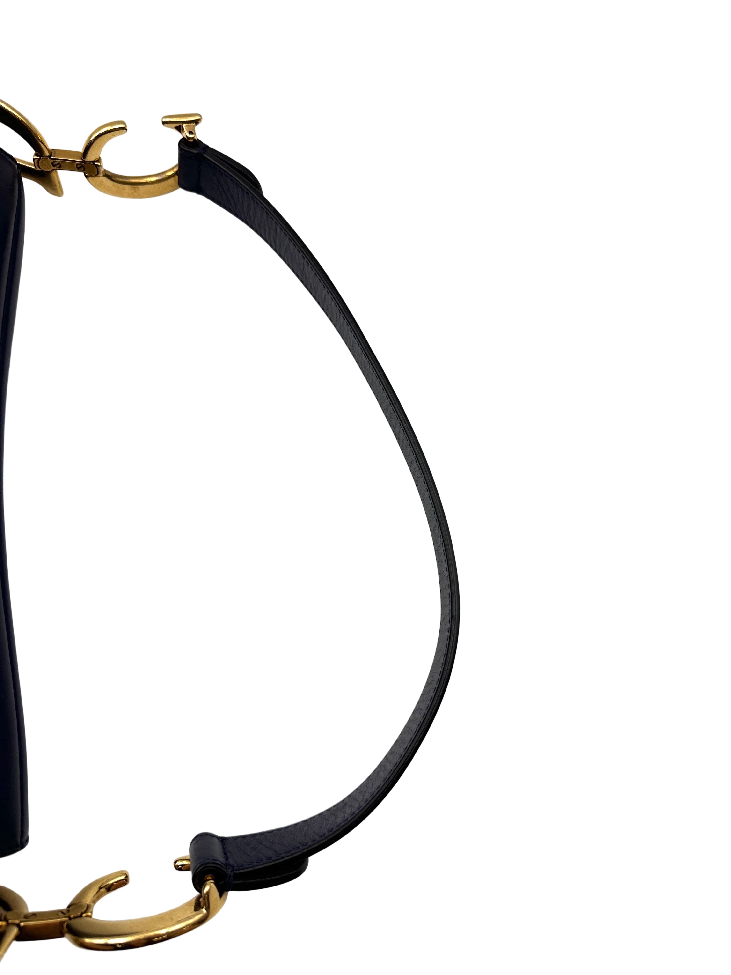 Christian Dior Navy Leather Medium Size Saddle Bag DR738