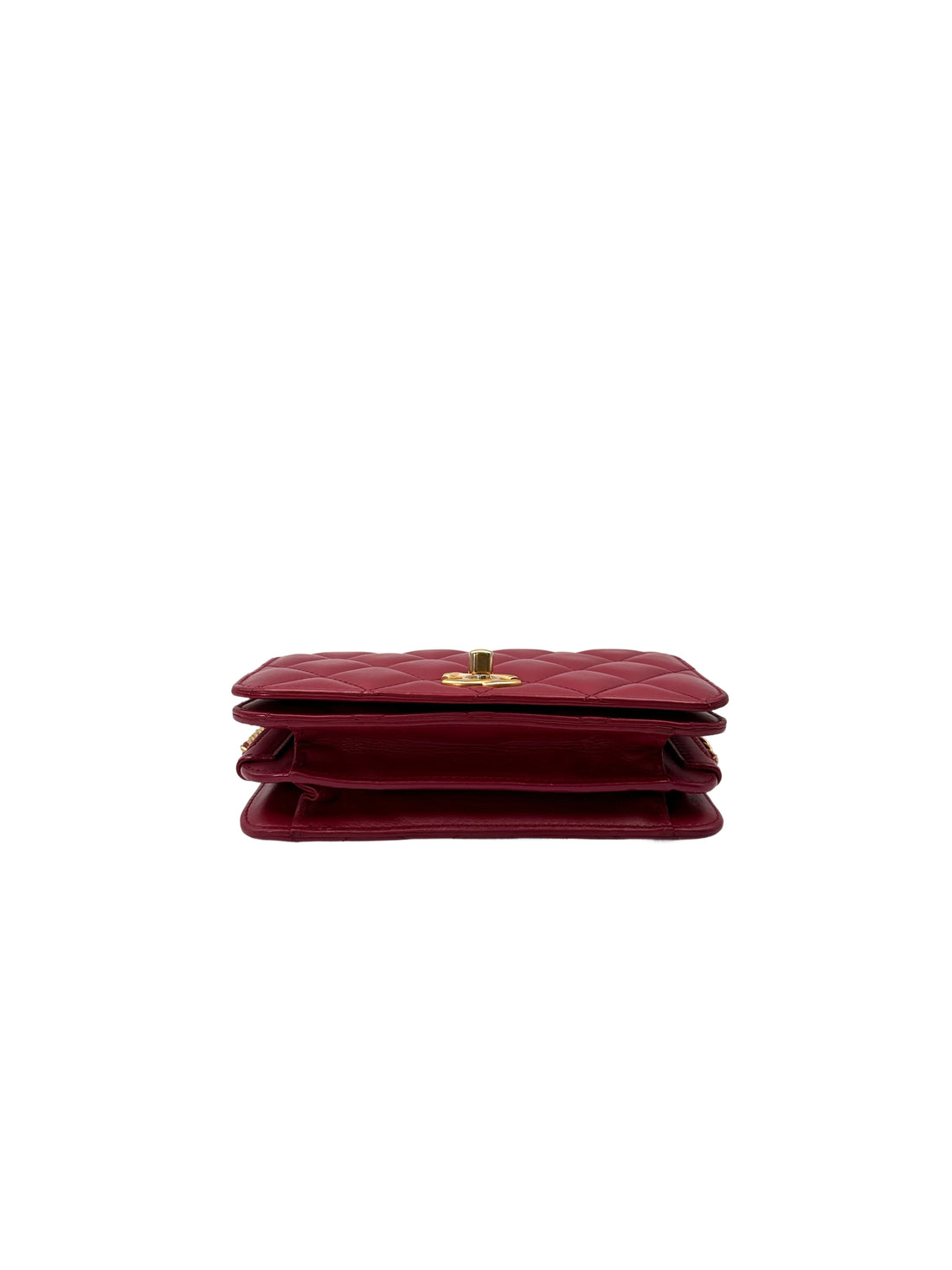 Chanel Red Quilted Leather Wallet On Chain With Gold Buckle(27***10) CC1978