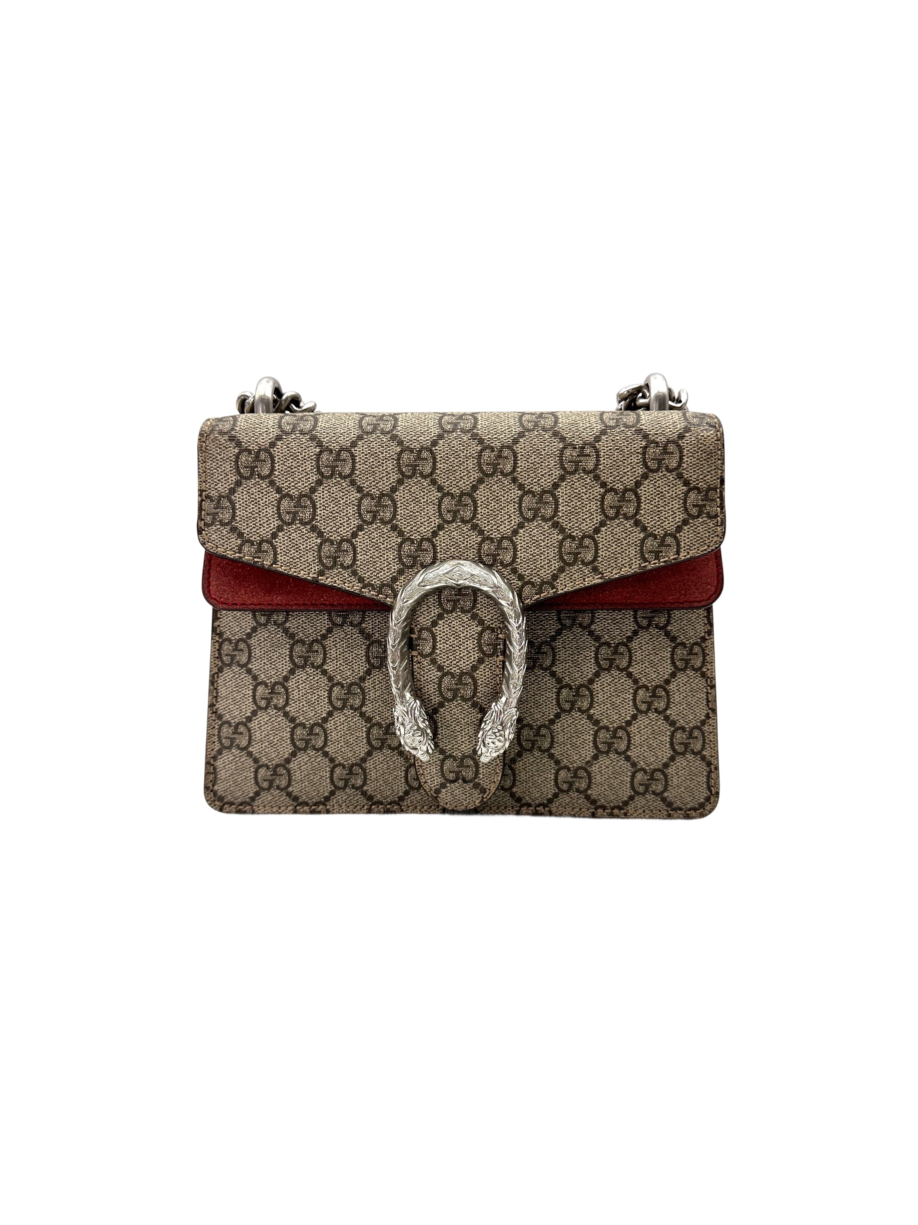 Gucci Dionysus GG Supreme Canvas Small Size Shoulder Bag With Red Trim GG1012