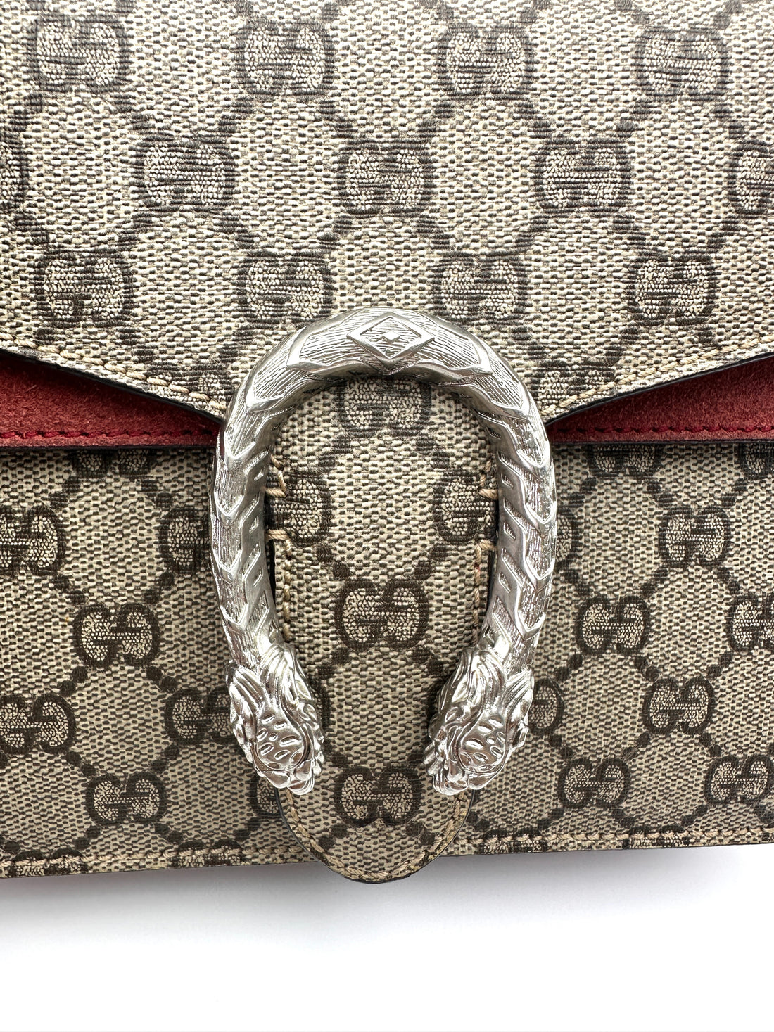 Gucci Dionysus GG Supreme Canvas Small Size Shoulder Bag With Red Trim GG1012
