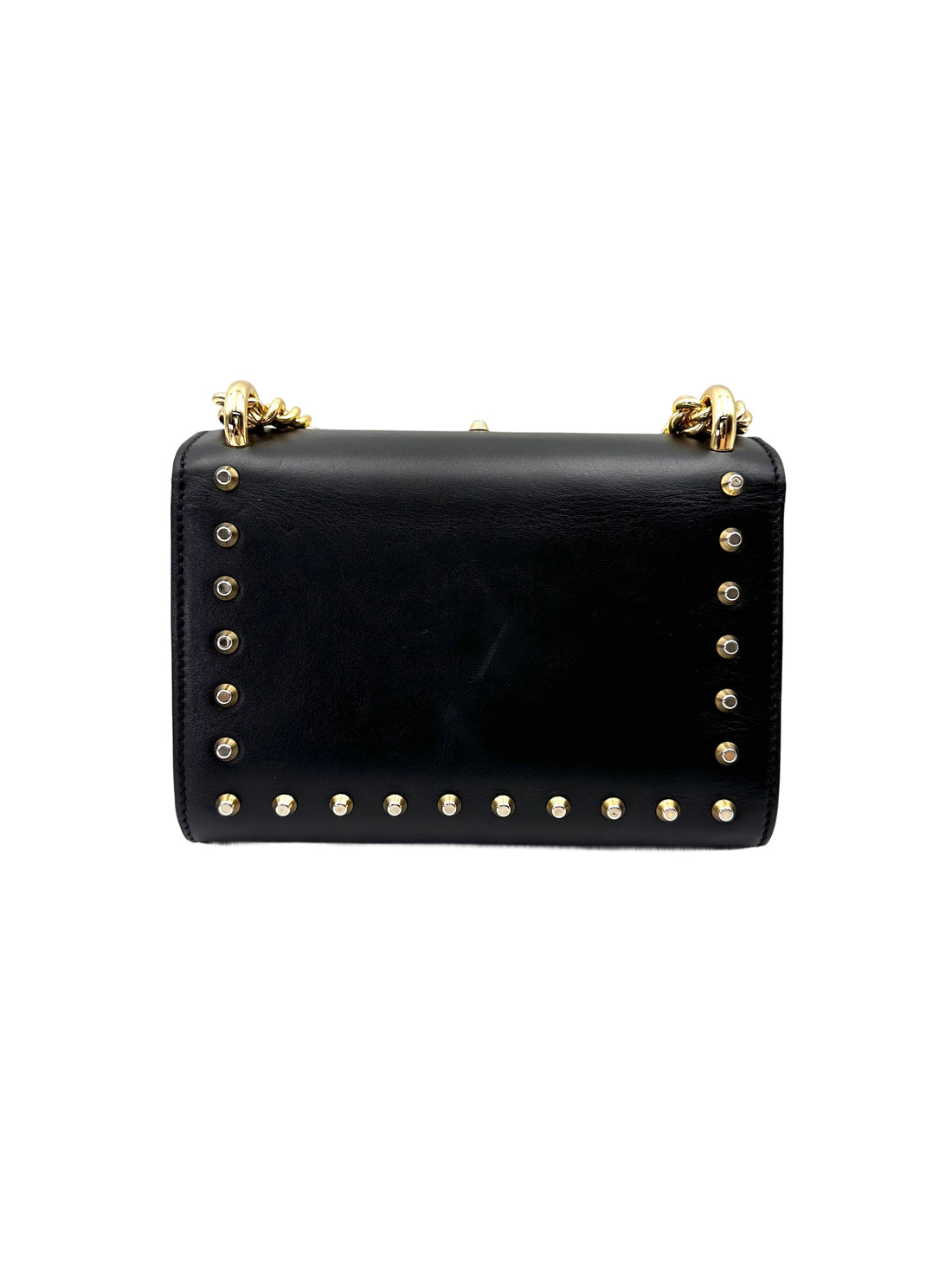 Gucci Padlock Black Pearl Studded Leather Chain Bag With Gold Hardware GG1017