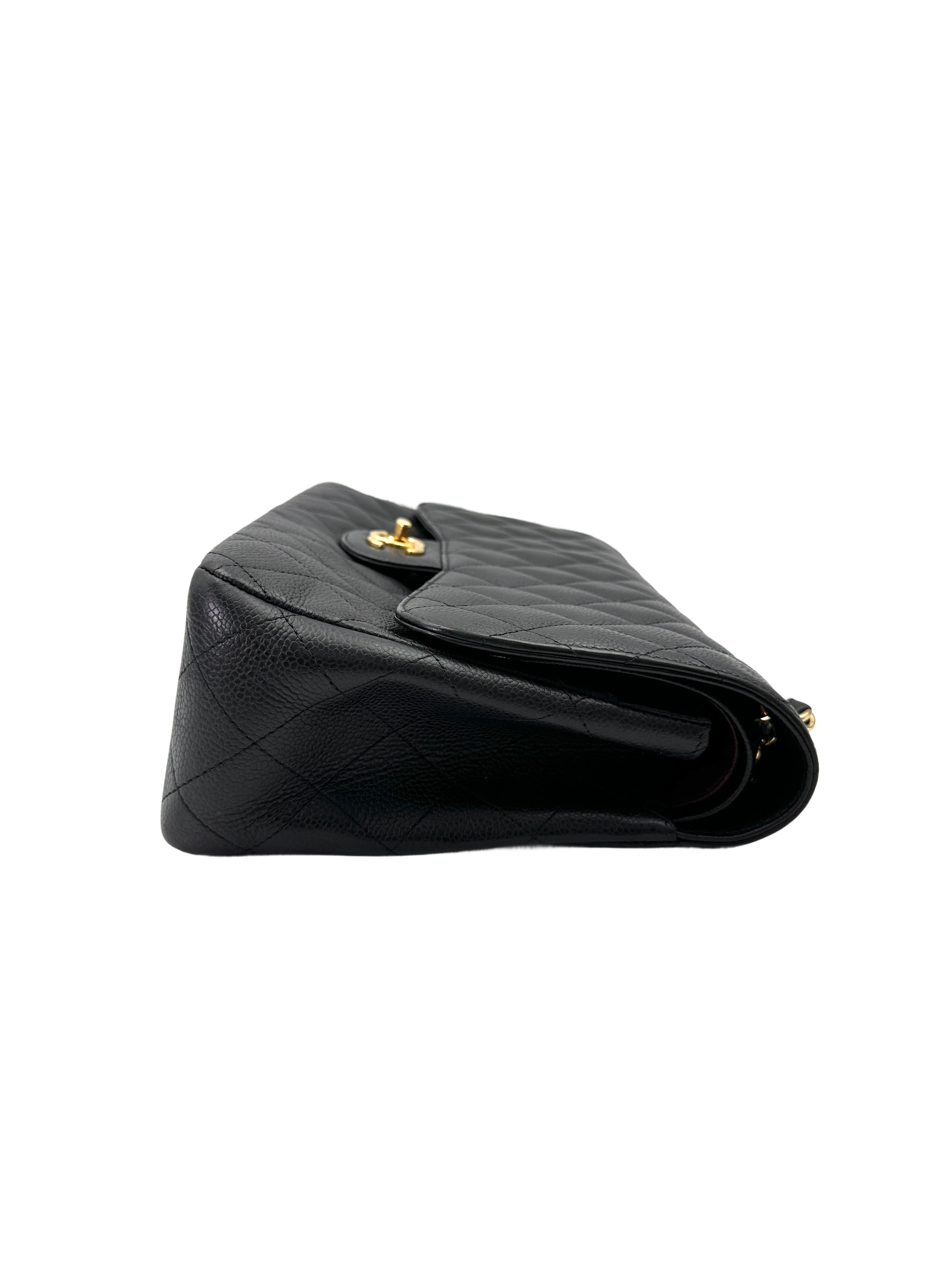 Chanel Classic Flap Black Quilted Lambskin Jumbo Shoulder Bag With Gold Buckle(16***65) CC1977