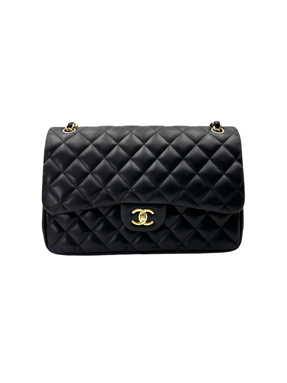 Chanel Classic Flap Black Quilted Lambskin Shoulder Bag With Gold Buckle(15***53) CC1980