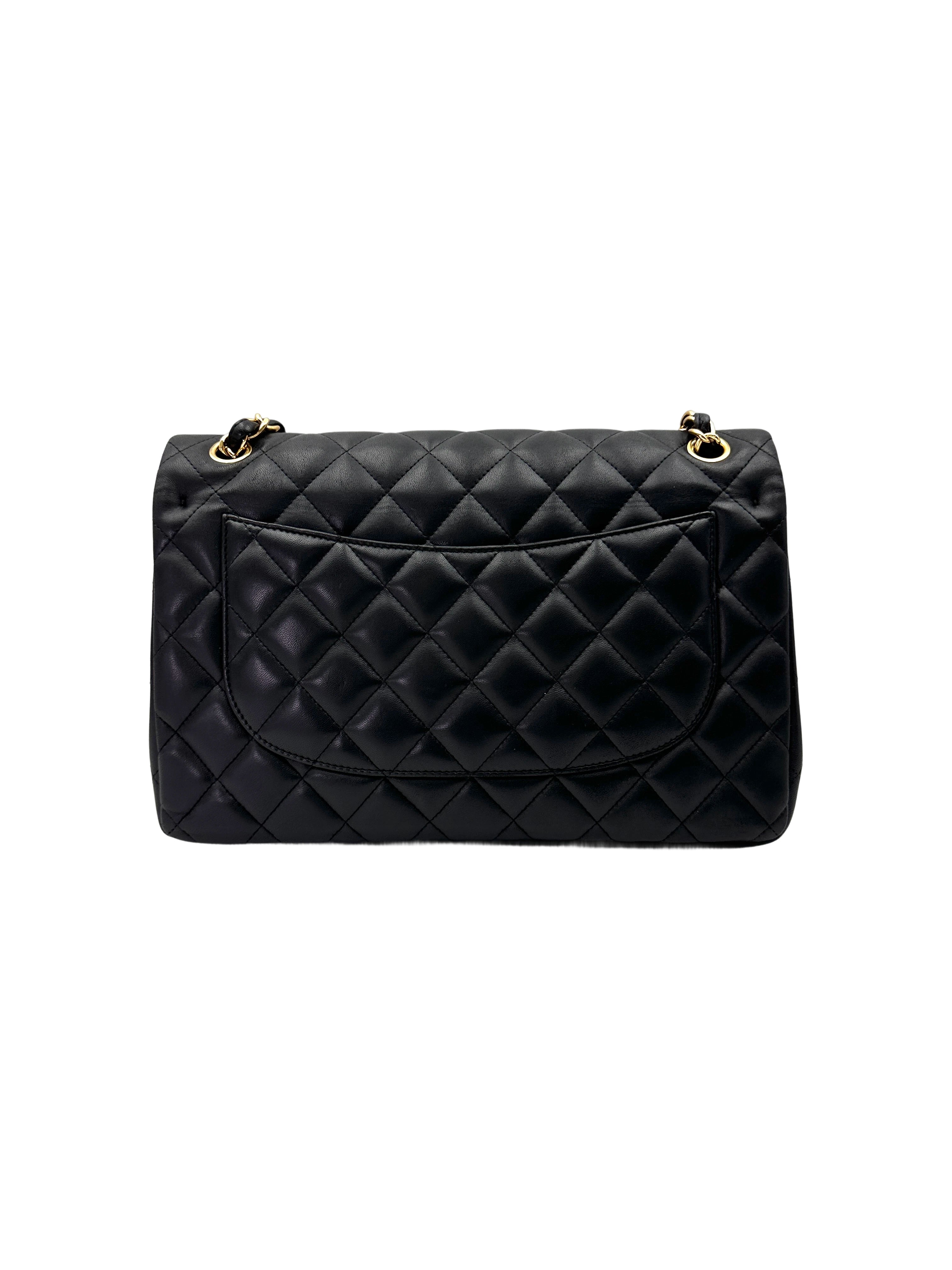Chanel Classic Flap Black Quilted Lambskin Shoulder Bag With Gold Buckle(15***53) CC1980