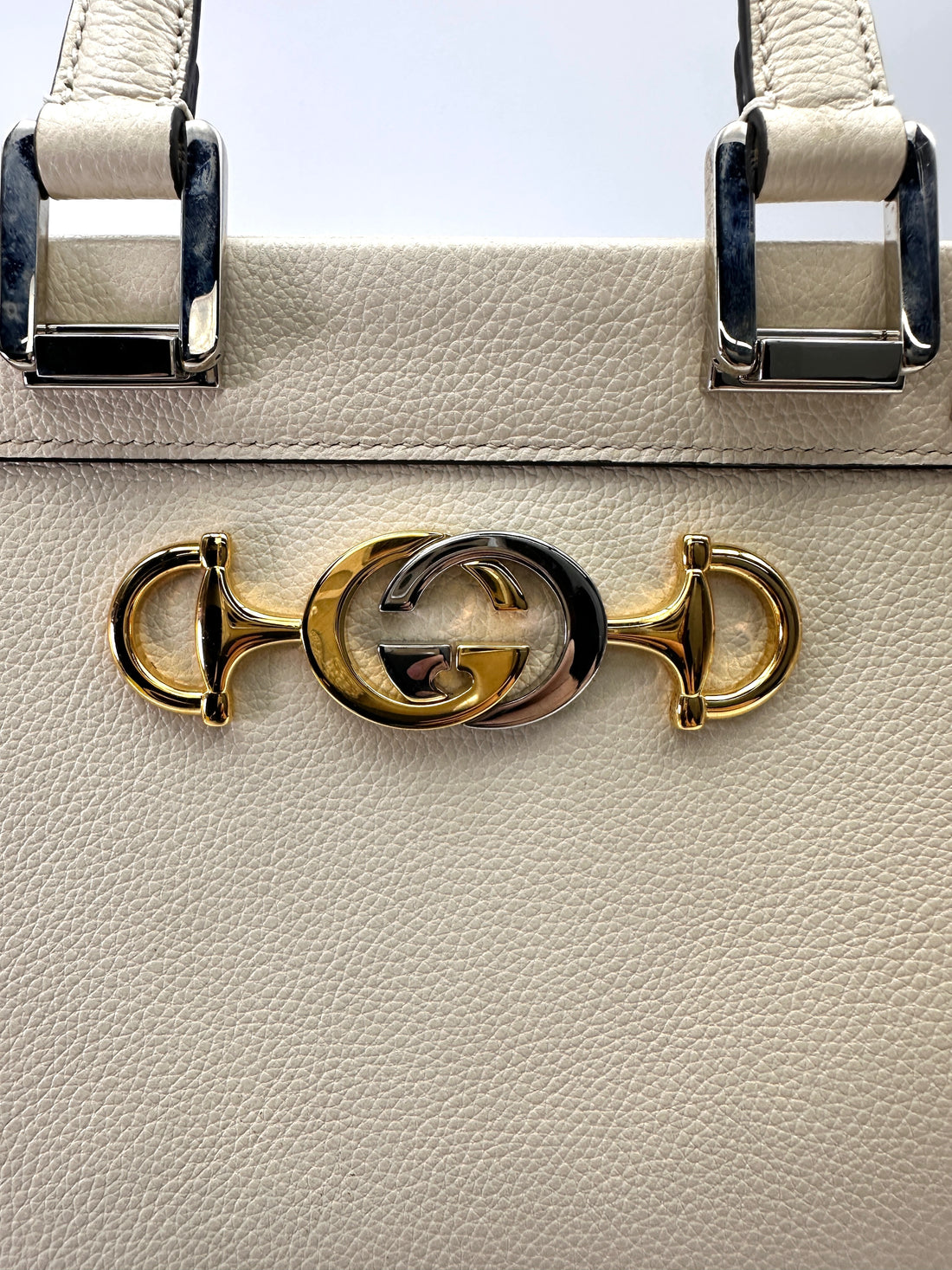 Gucci Zumi White Leather Handle Bag GG1013