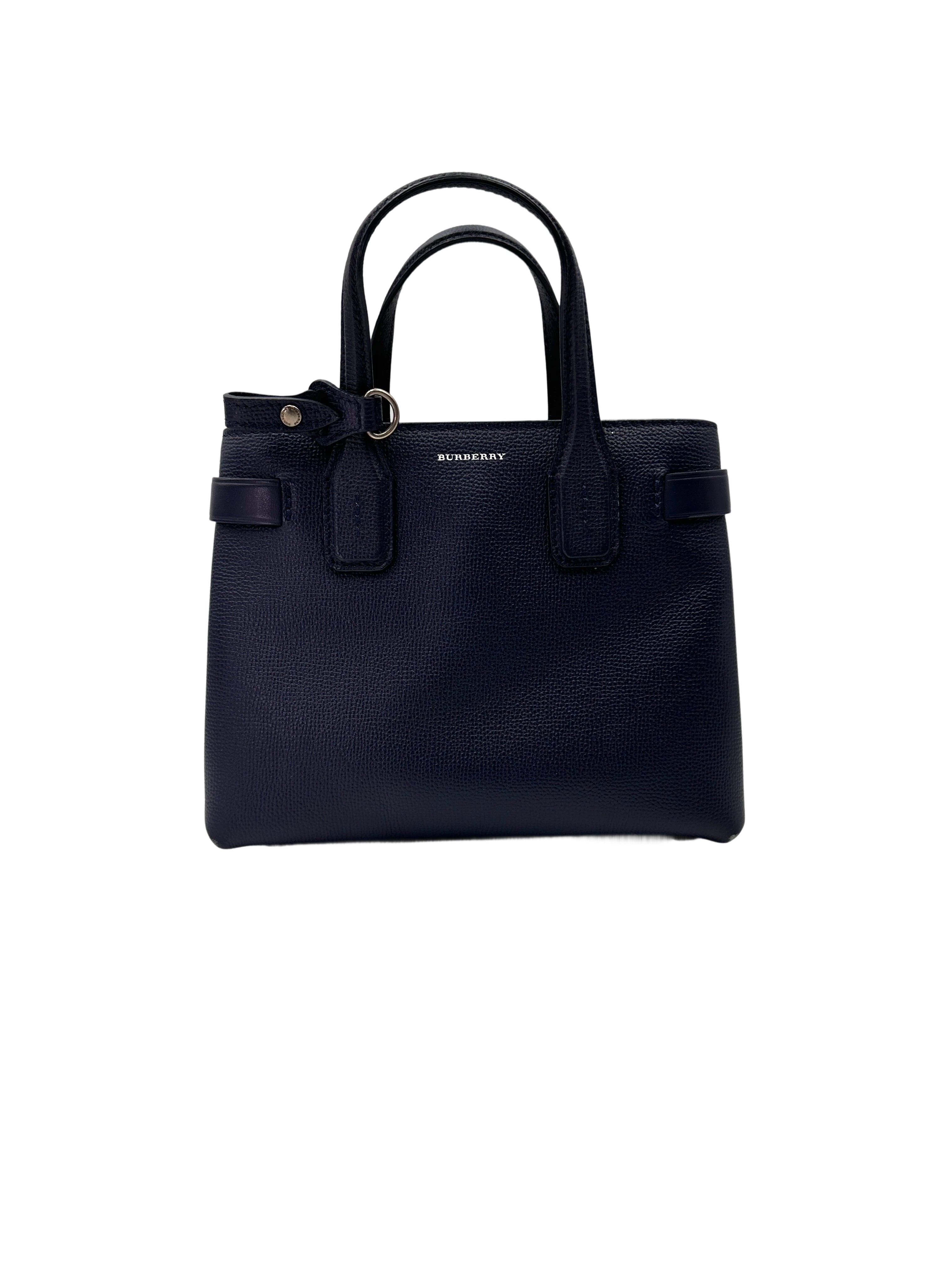 Burberry The Banner Navy Leather Handle Bag BR55