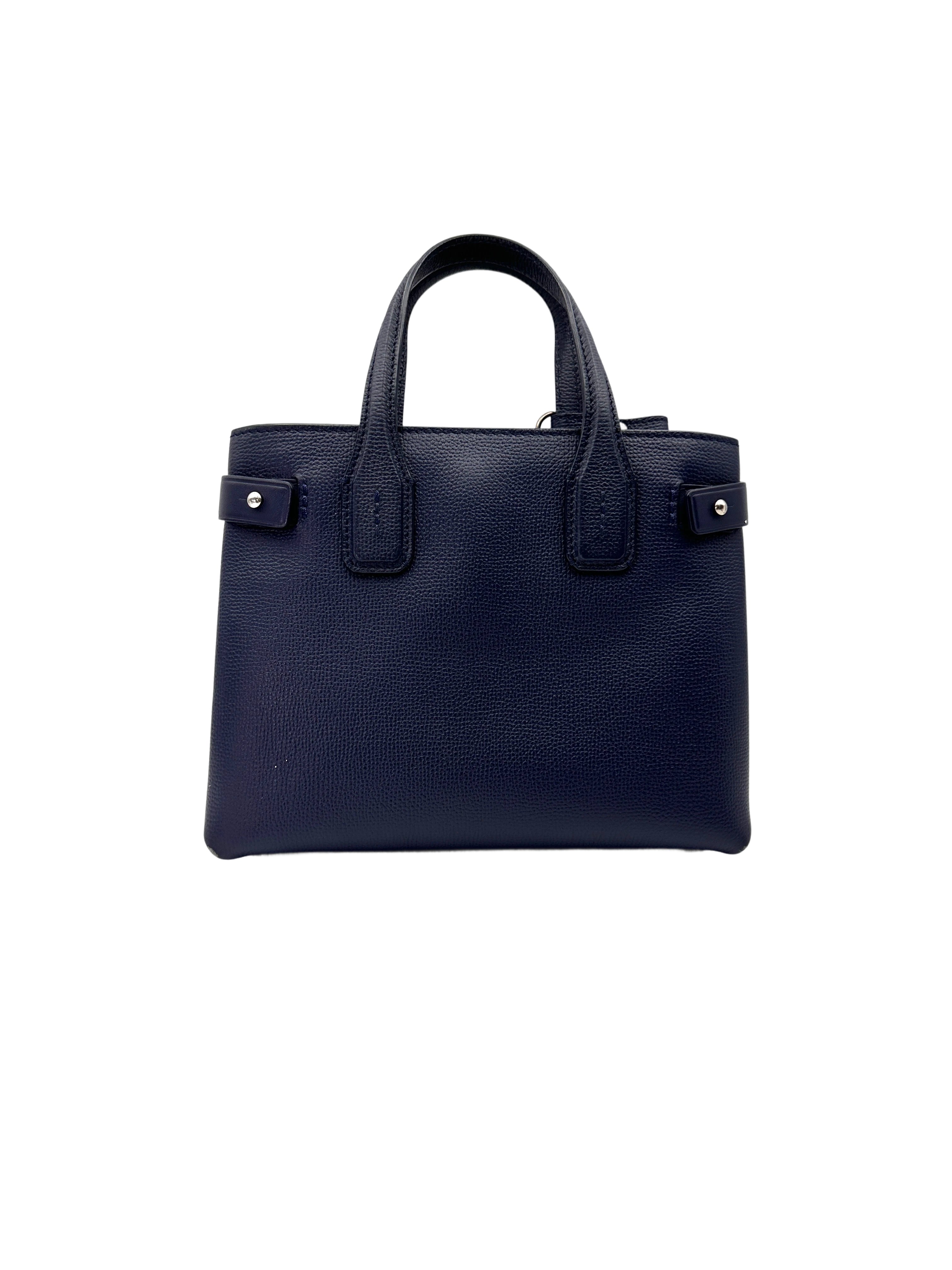 Burberry The Banner Navy Leather Handle Bag BR55