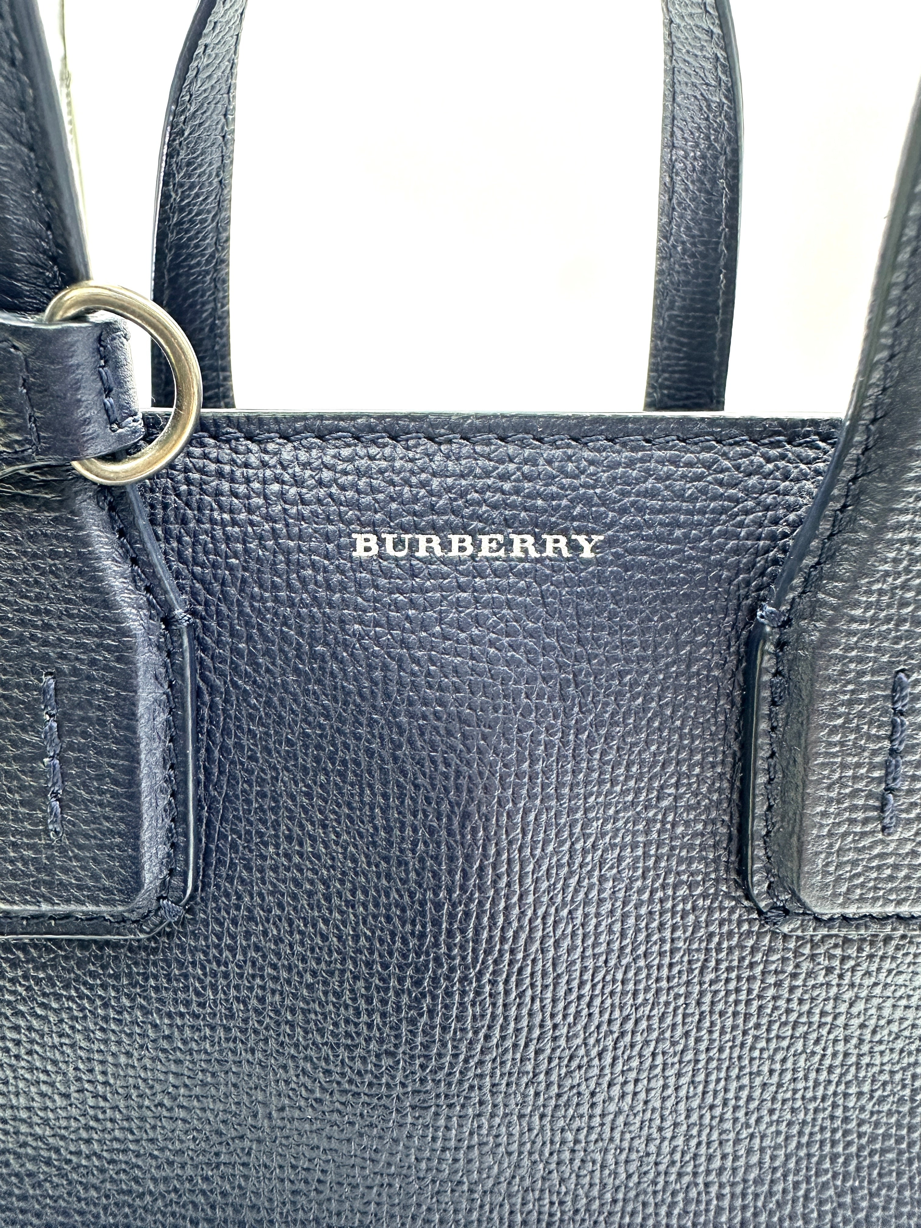 Burberry The Banner Navy Leather Handle Bag BR55