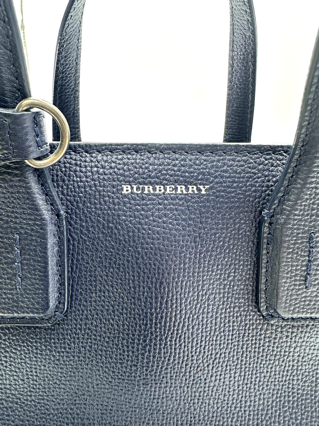 Burberry The Banner Navy Leather Handle Bag BR55