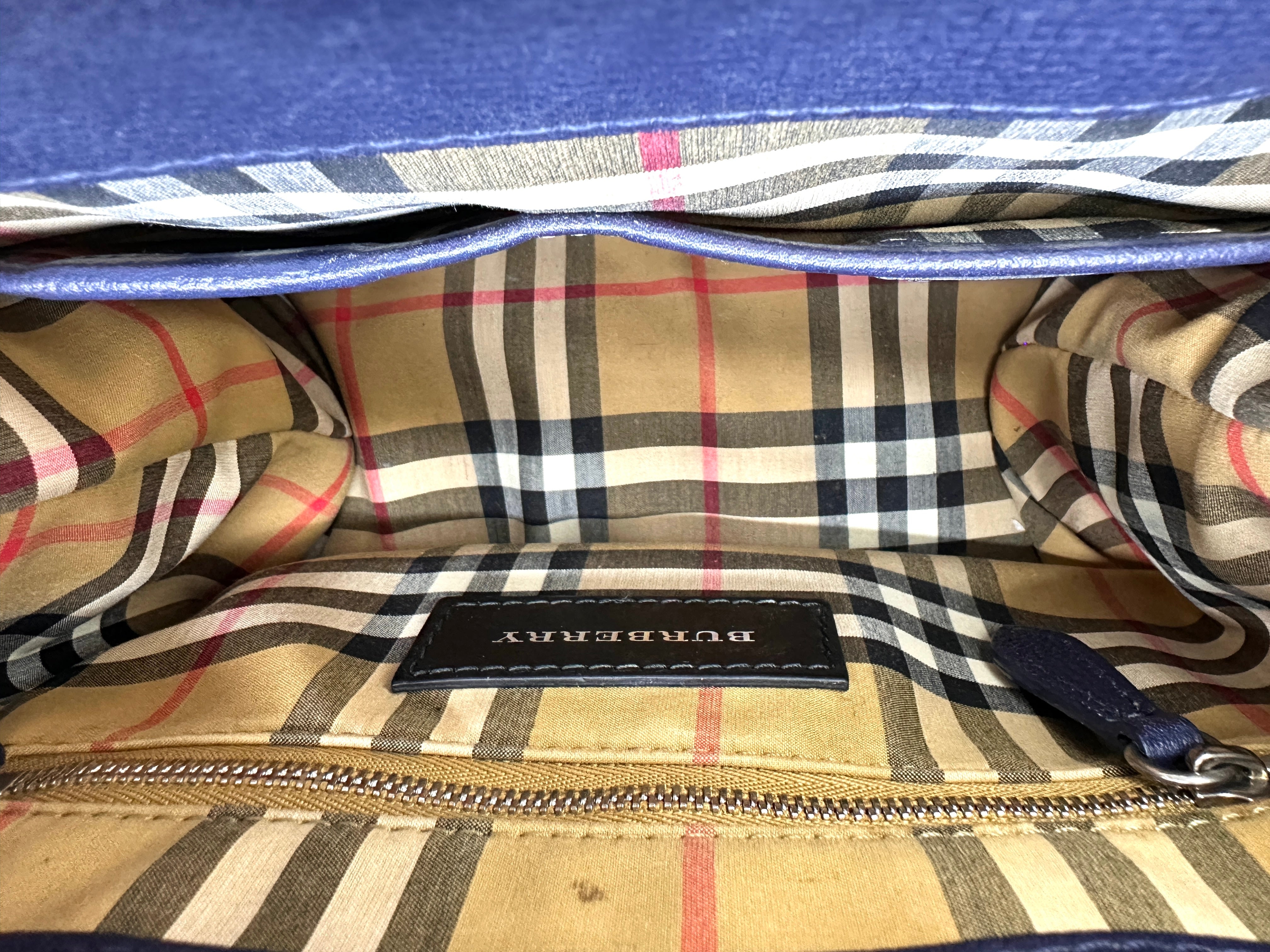 Burberry The Banner Navy Leather Handle Bag BR55