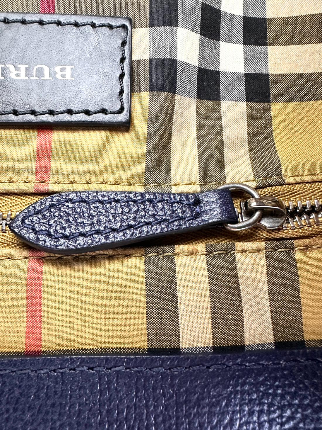 Burberry The Banner Navy Leather Handle Bag BR55