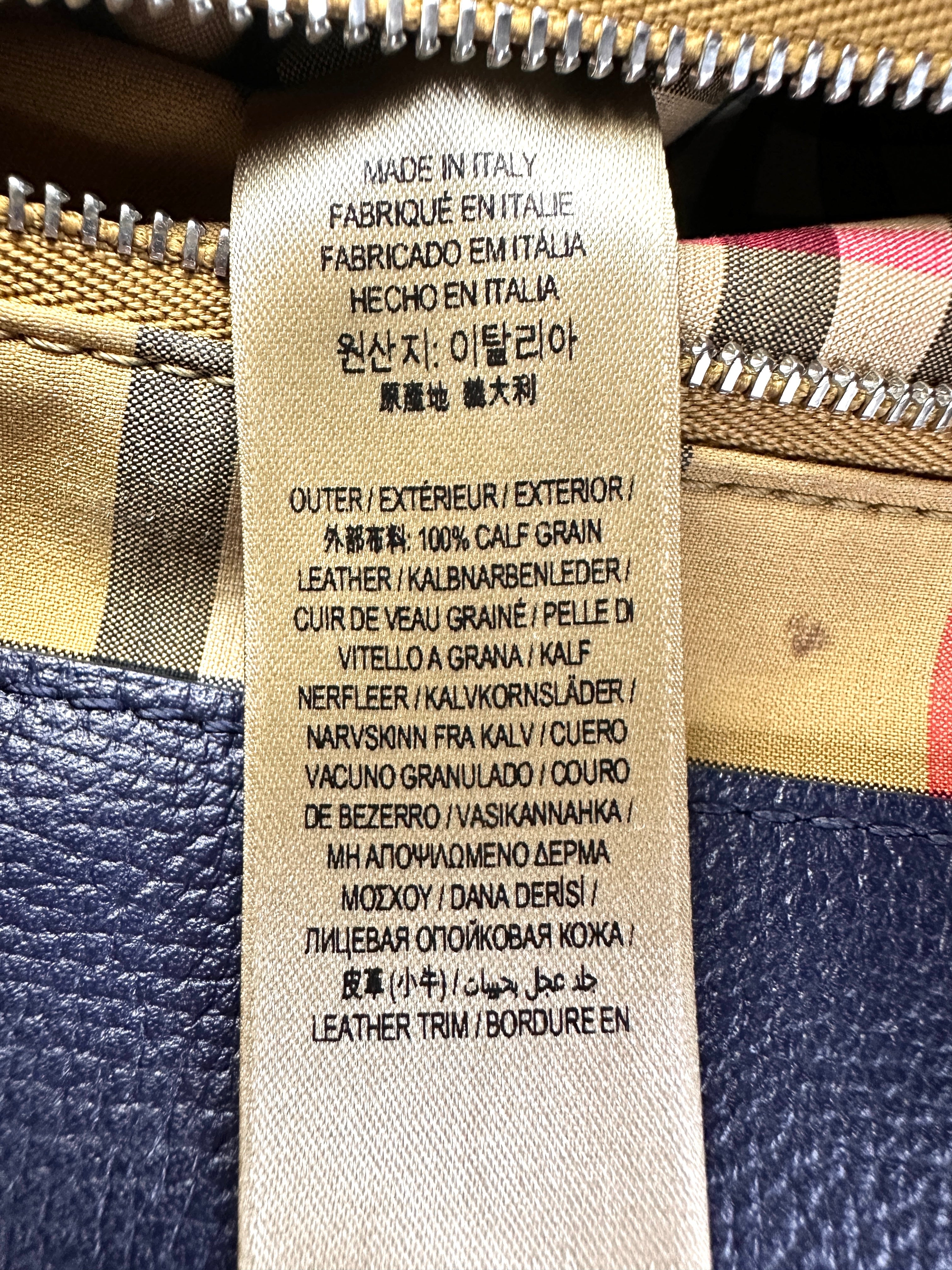 Burberry The Banner Navy Leather Handle Bag BR55