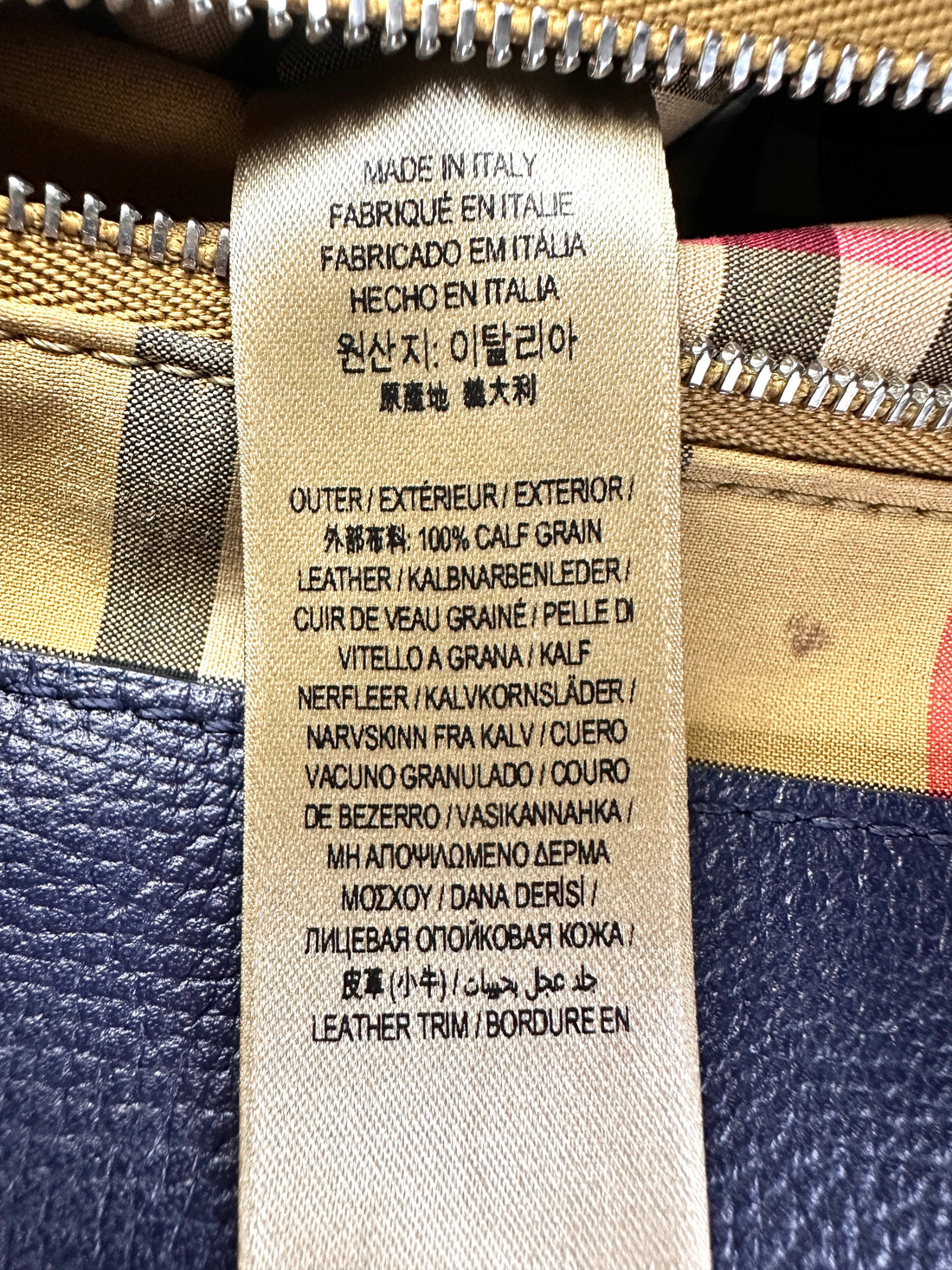 Burberry The Banner Navy Leather Handle Bag BR55