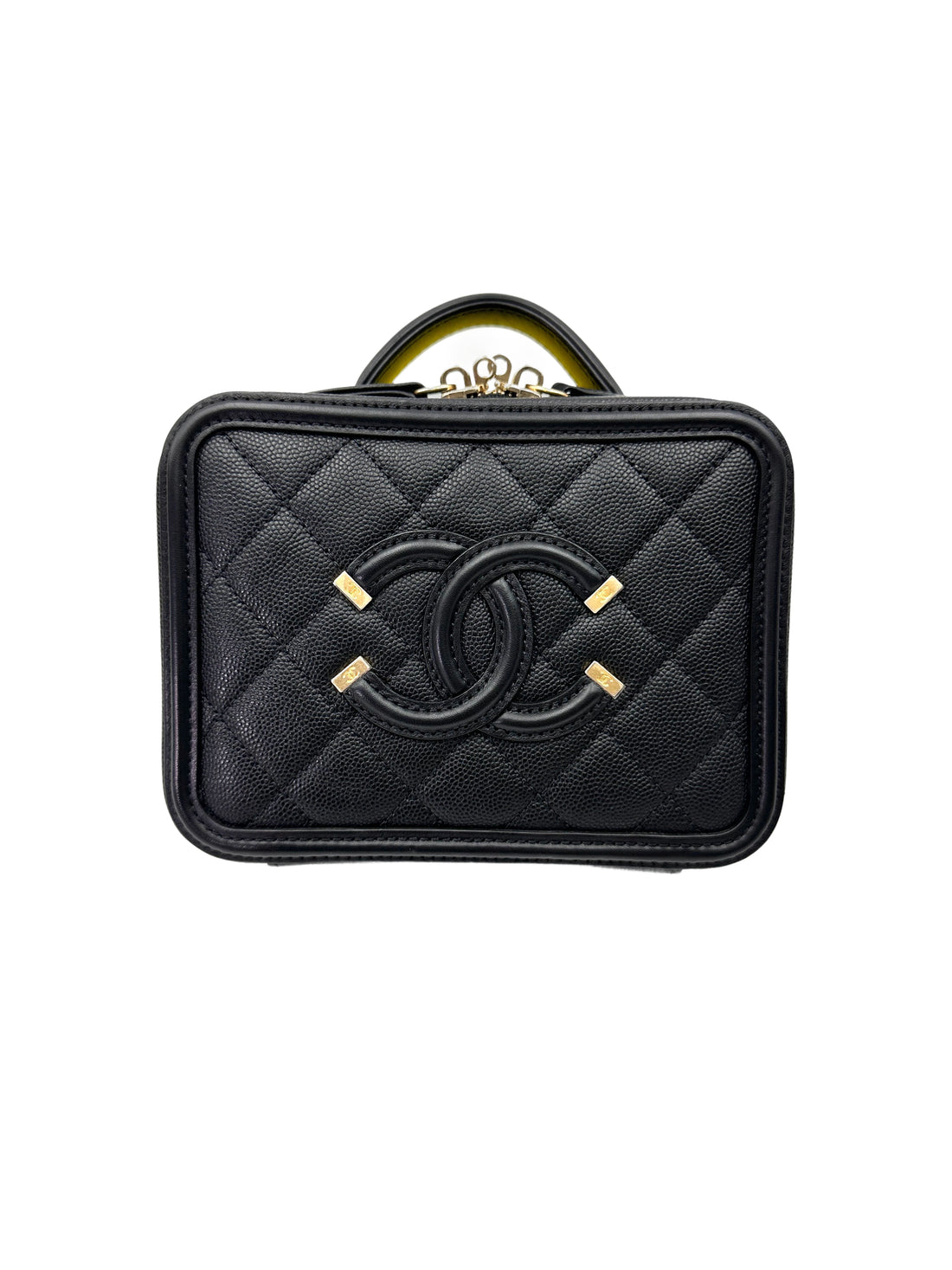 Chanel CC Filigree Navy Quilted Leather Small Size Vanity Case(25***04) IRIS226