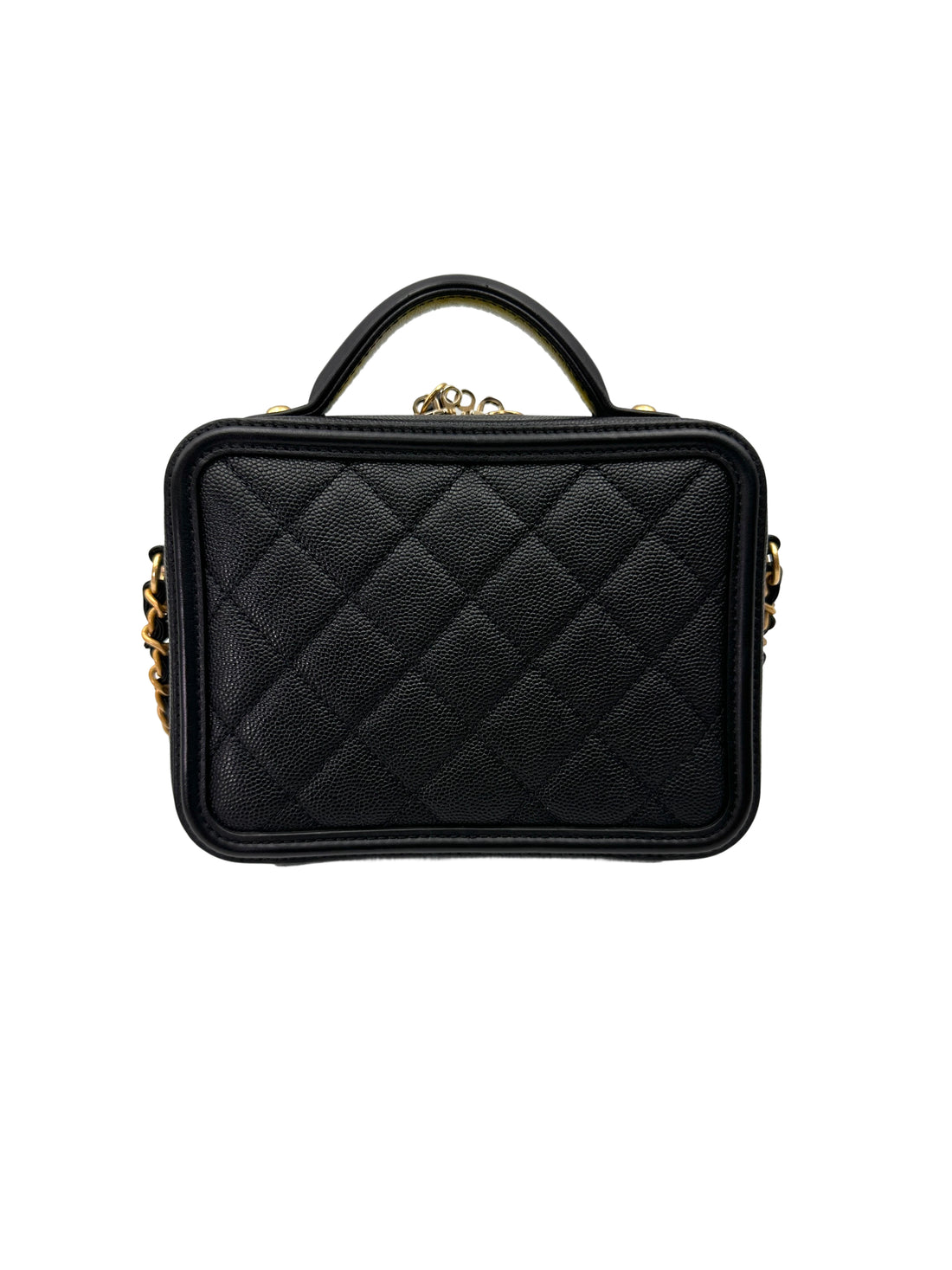 Chanel CC Filigree Navy Quilted Leather Small Size Vanity Case(25***04) IRIS226
