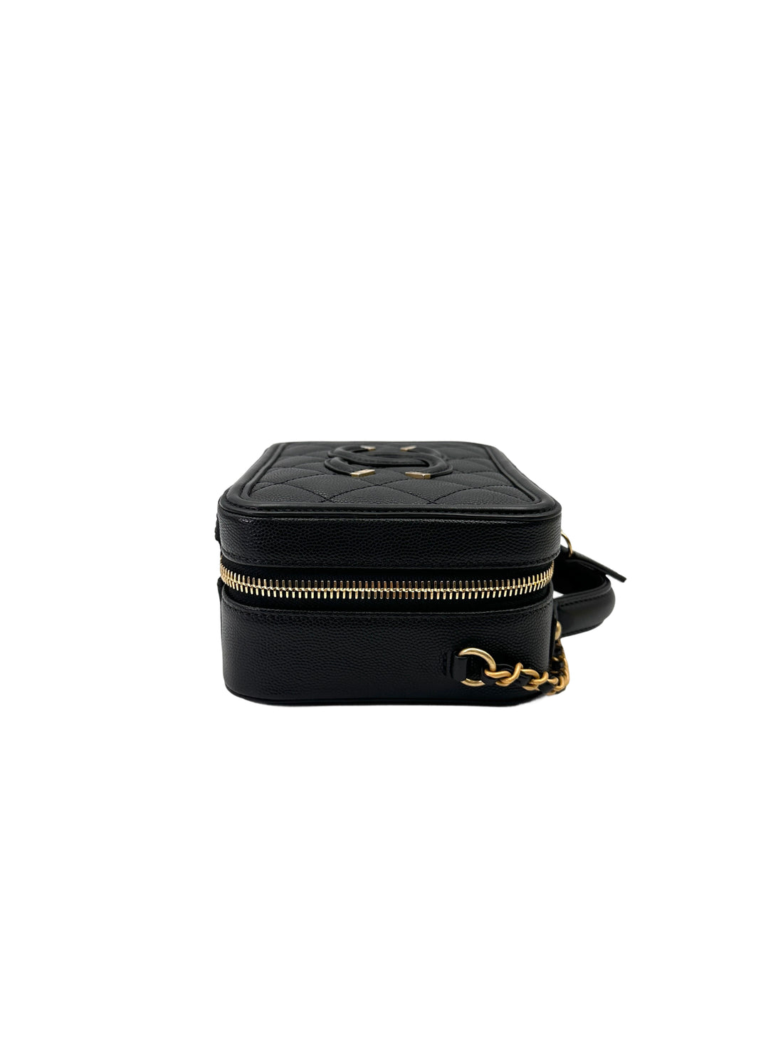 Chanel CC Filigree Navy Quilted Leather Small Size Vanity Case(25***04) IRIS226