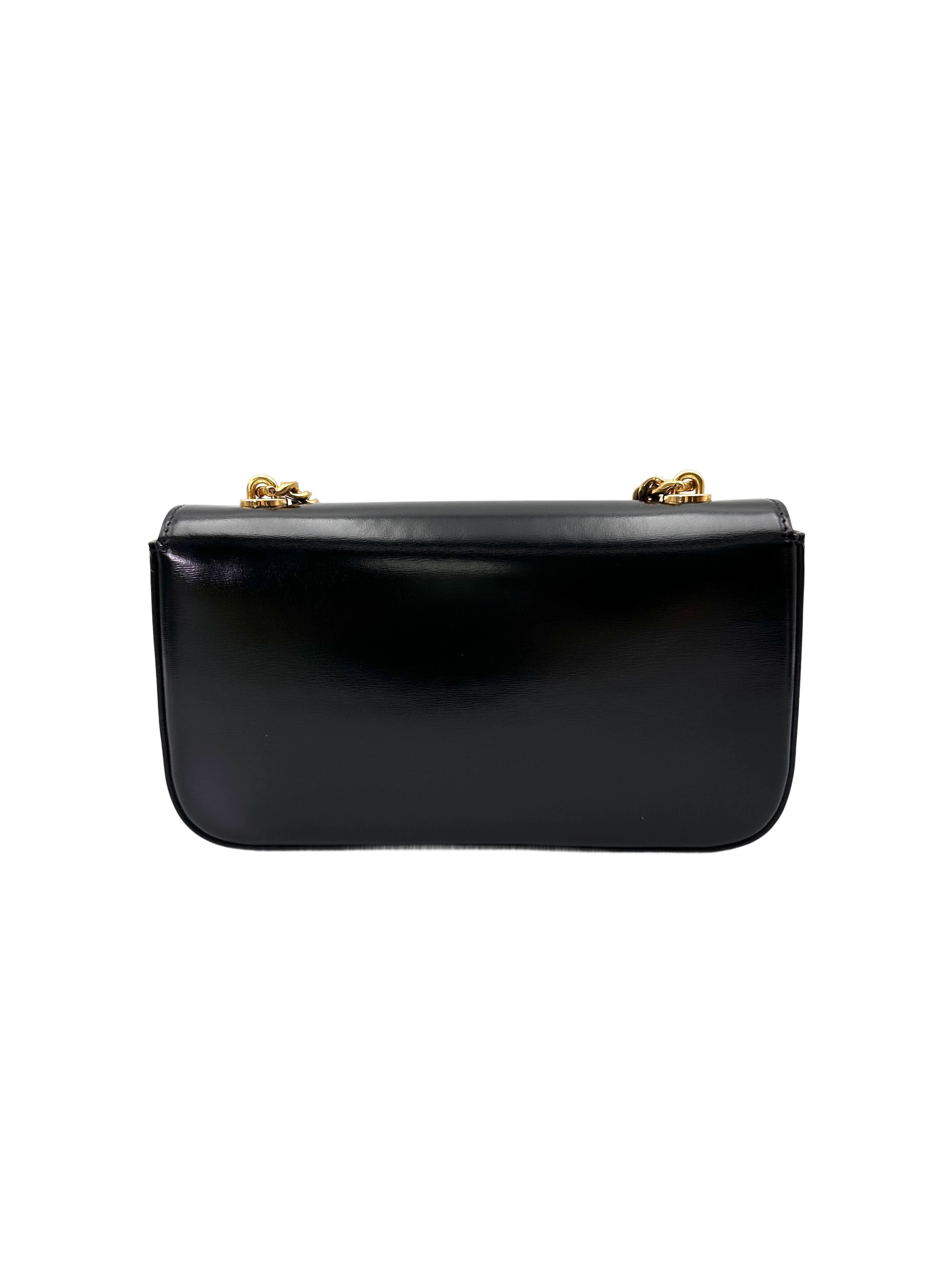 Celine Claude Triomphe Black Leather Shoulder Bag CES