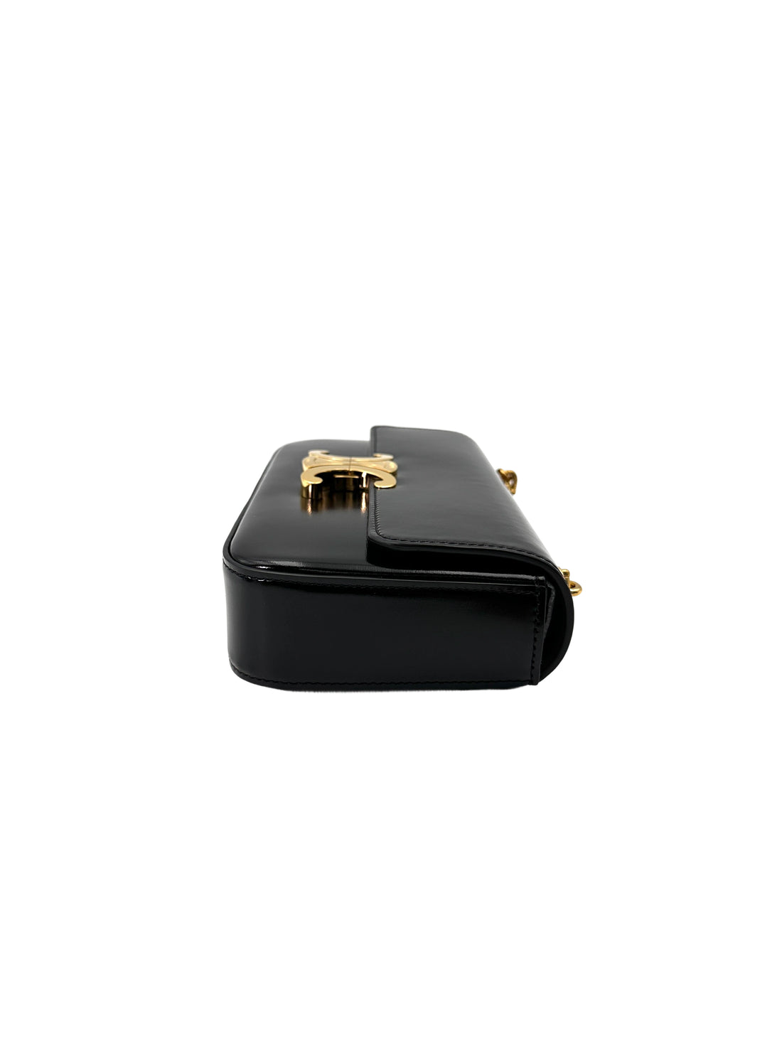 Celine Claude Triomphe Black Leather Shoulder Bag CES