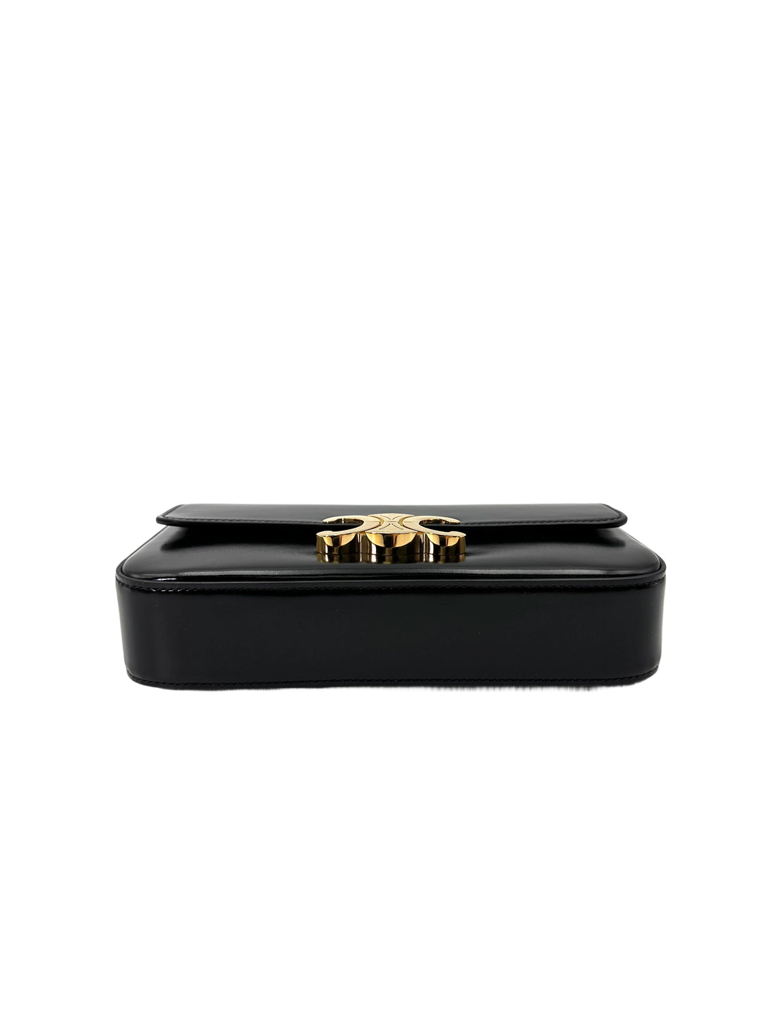 Celine Claude Triomphe Black Leather Shoulder Bag CES