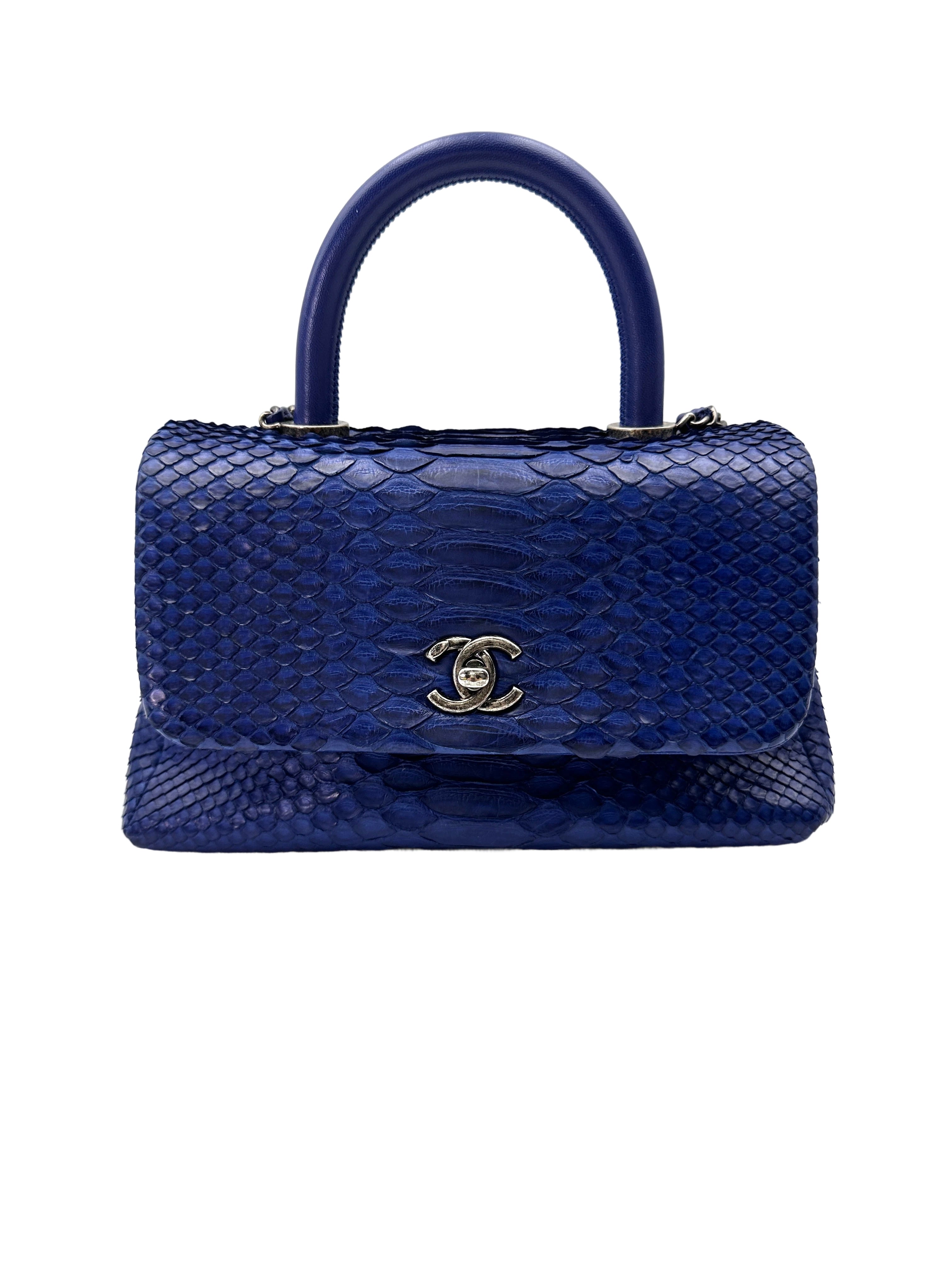 Chanel CoCo Handle Blue Python Leather Shoulder Bag(22***22) CC1979