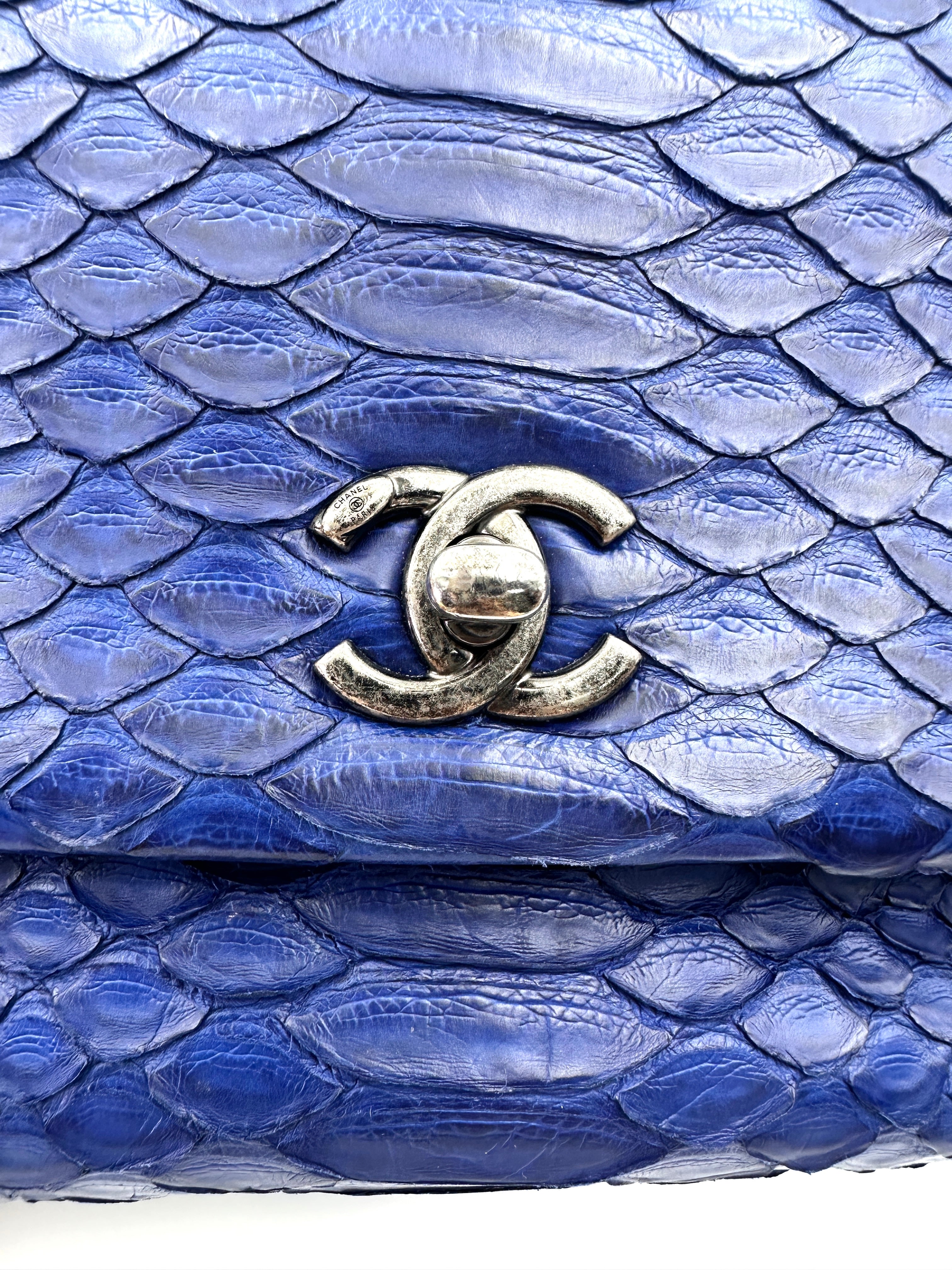 Chanel CoCo Handle Blue Python Leather Shoulder Bag(22***22) CC1979
