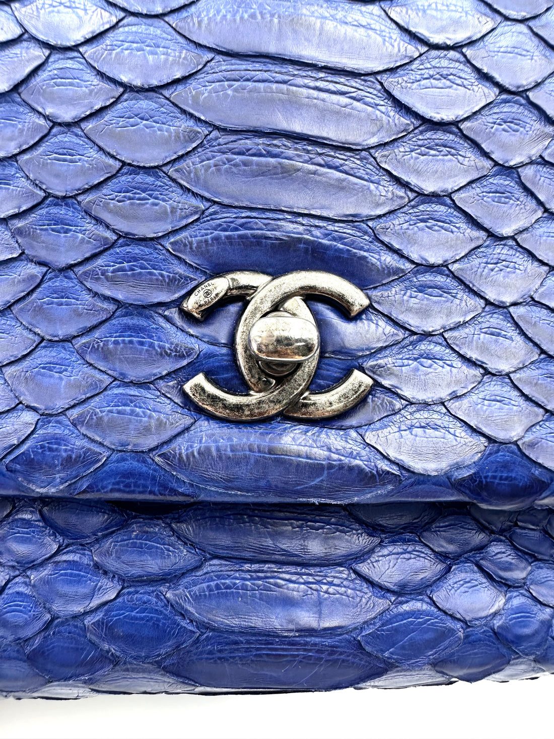 Chanel CoCo Handle Blue Python Leather Shoulder Bag(22***22) CC1979