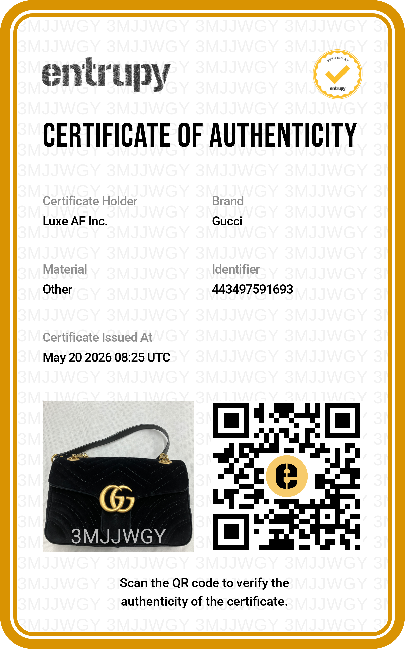 Gucci GG Marmont Black Velvet Shoulder Bag GG1030