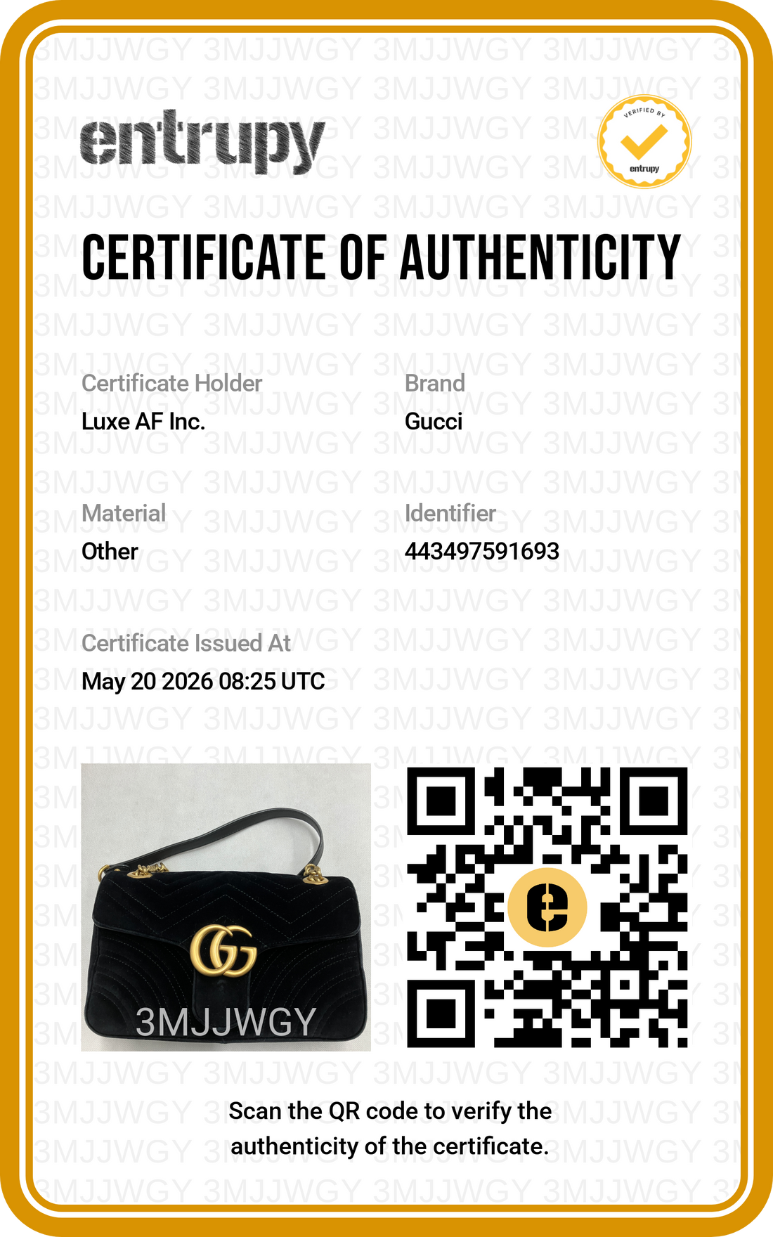 Gucci GG Marmont Black Velvet Shoulder Bag GG1030
