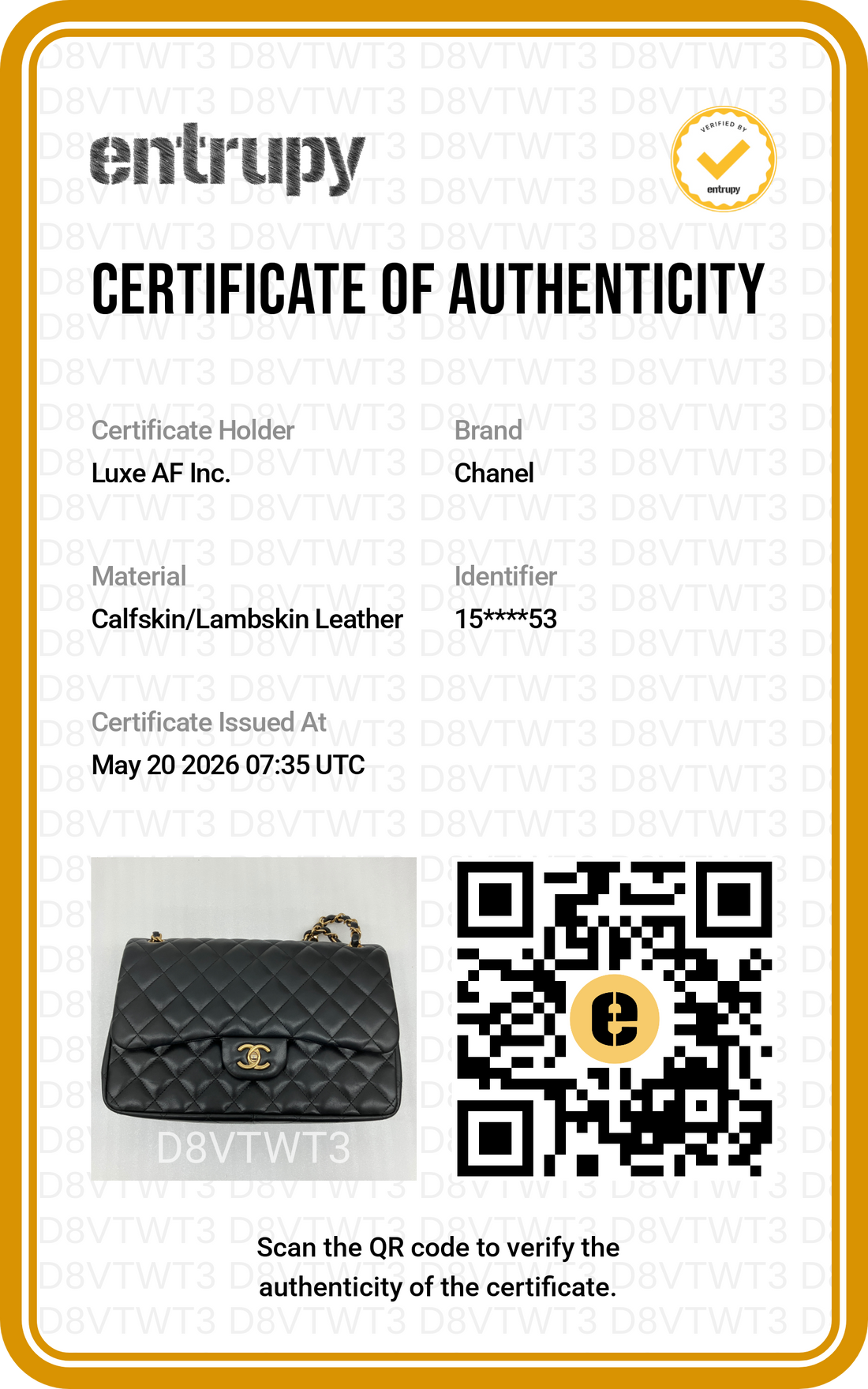 Chanel Classic Flap Black Quilted Lambskin Shoulder Bag With Gold Buckle(15***53) CC1980
