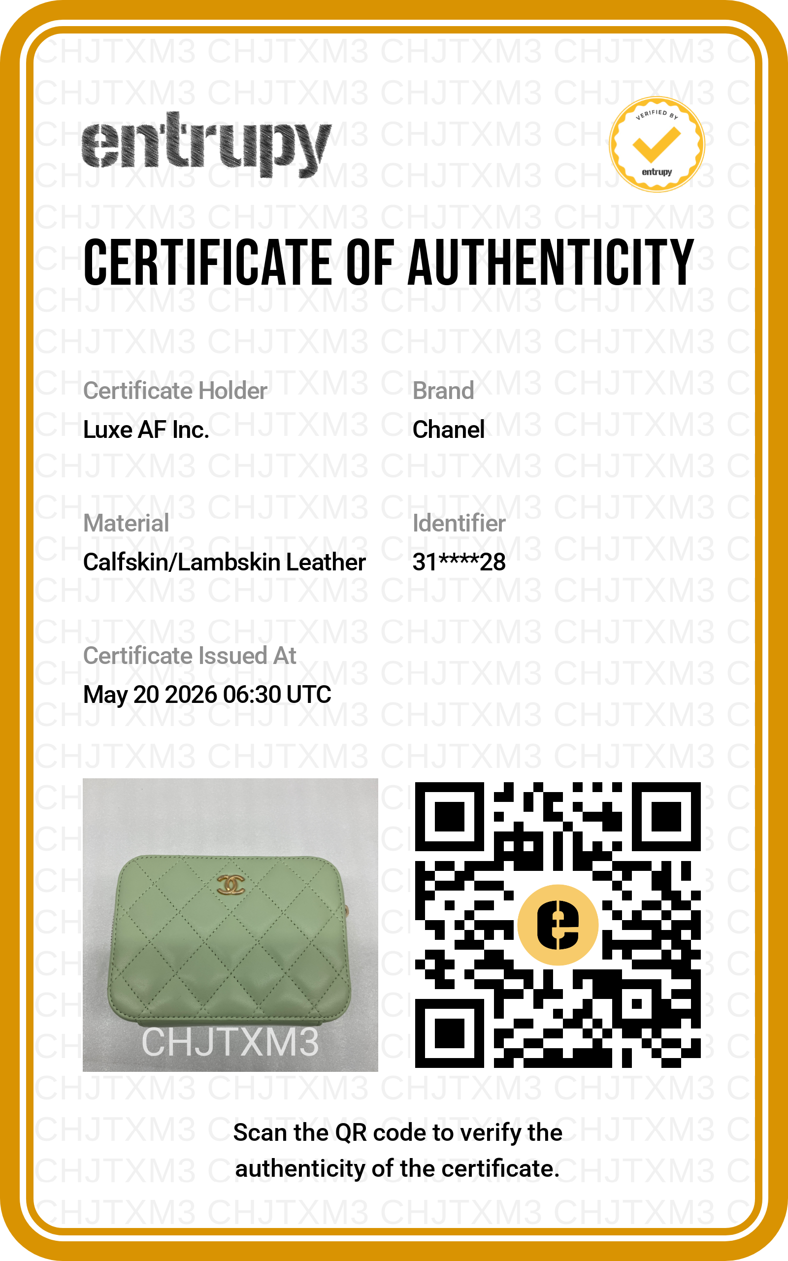 Chanel 22C Green Quilted Lambskin Camera Bag(31***28) IRIS224