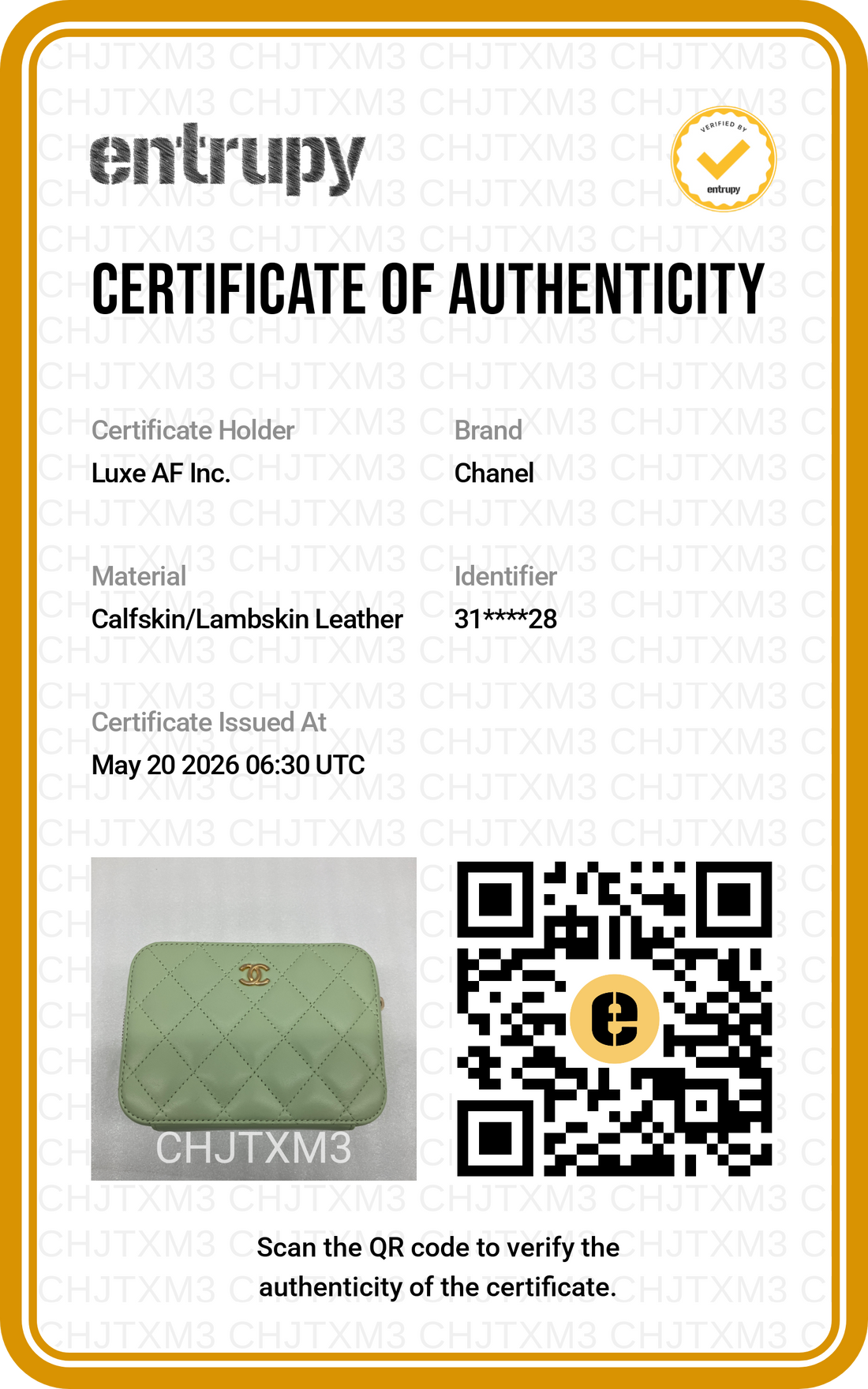 Chanel 22C Green Quilted Lambskin Camera Bag(31***28) IRIS224