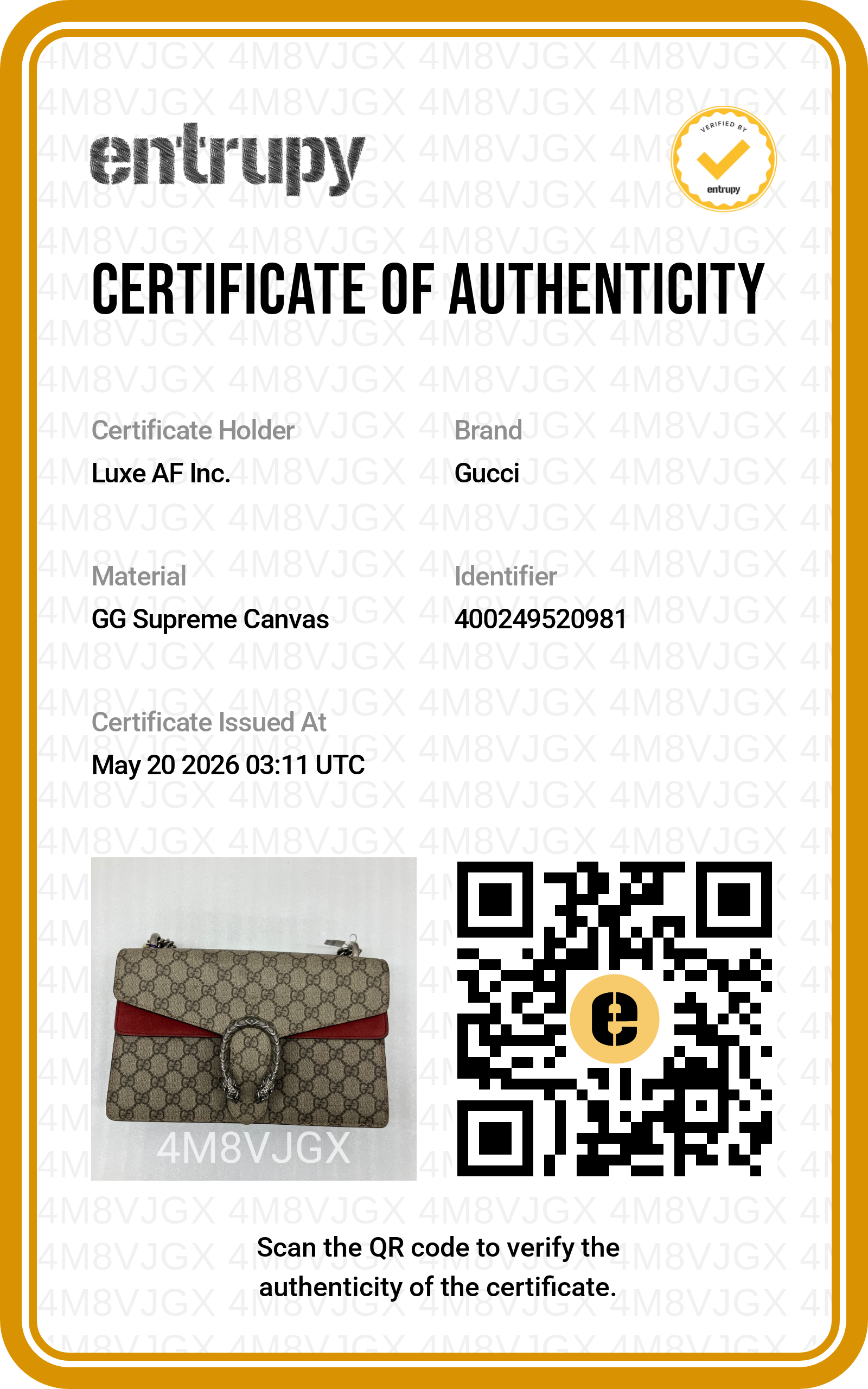 Gucci Dionysus GG Supreme Canvas Medium Size Shoulder Bag With Red Tirm GG1036