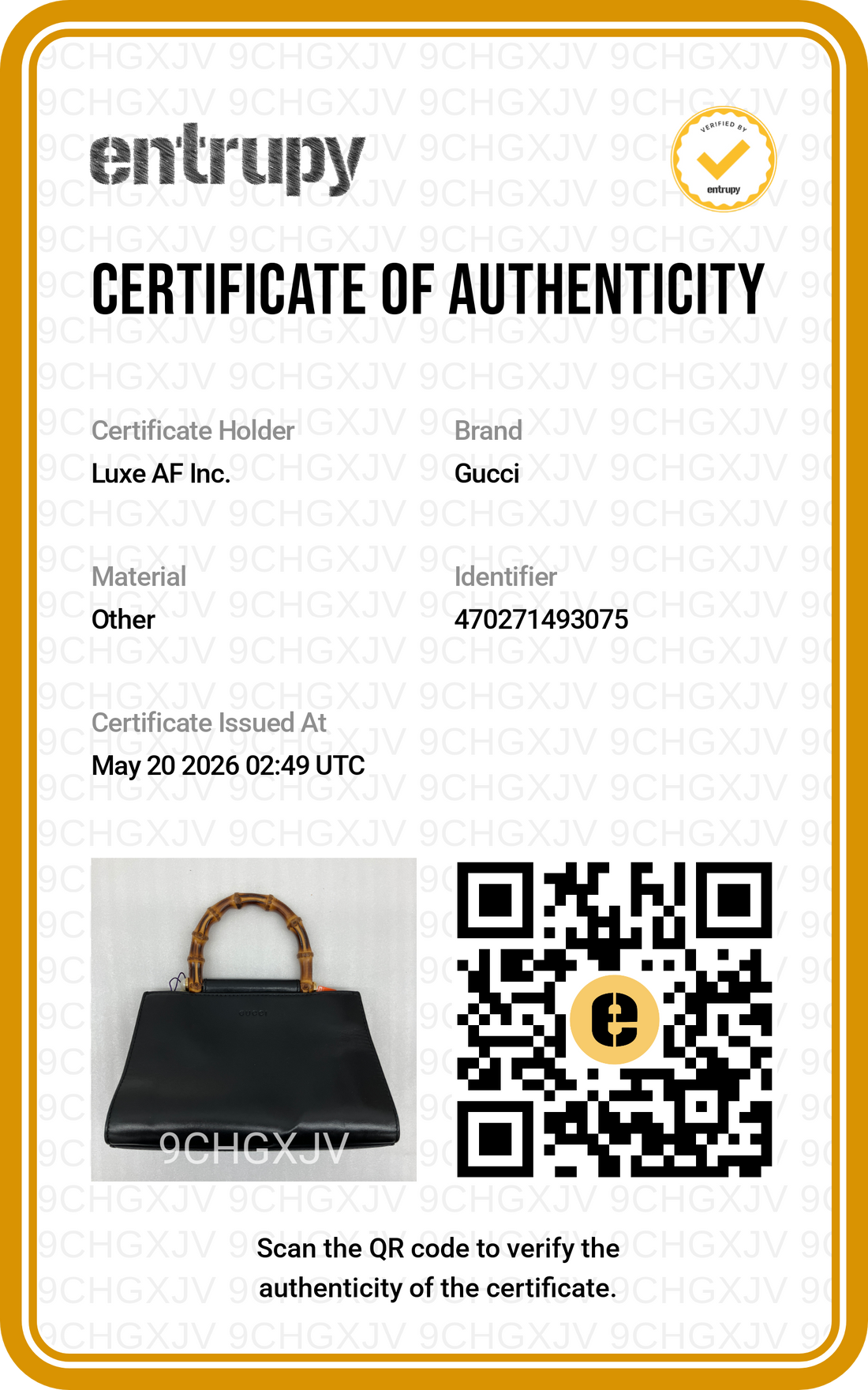 Gucci Nymphaea Black Leather Bamboo Top Handle Bag GG1021