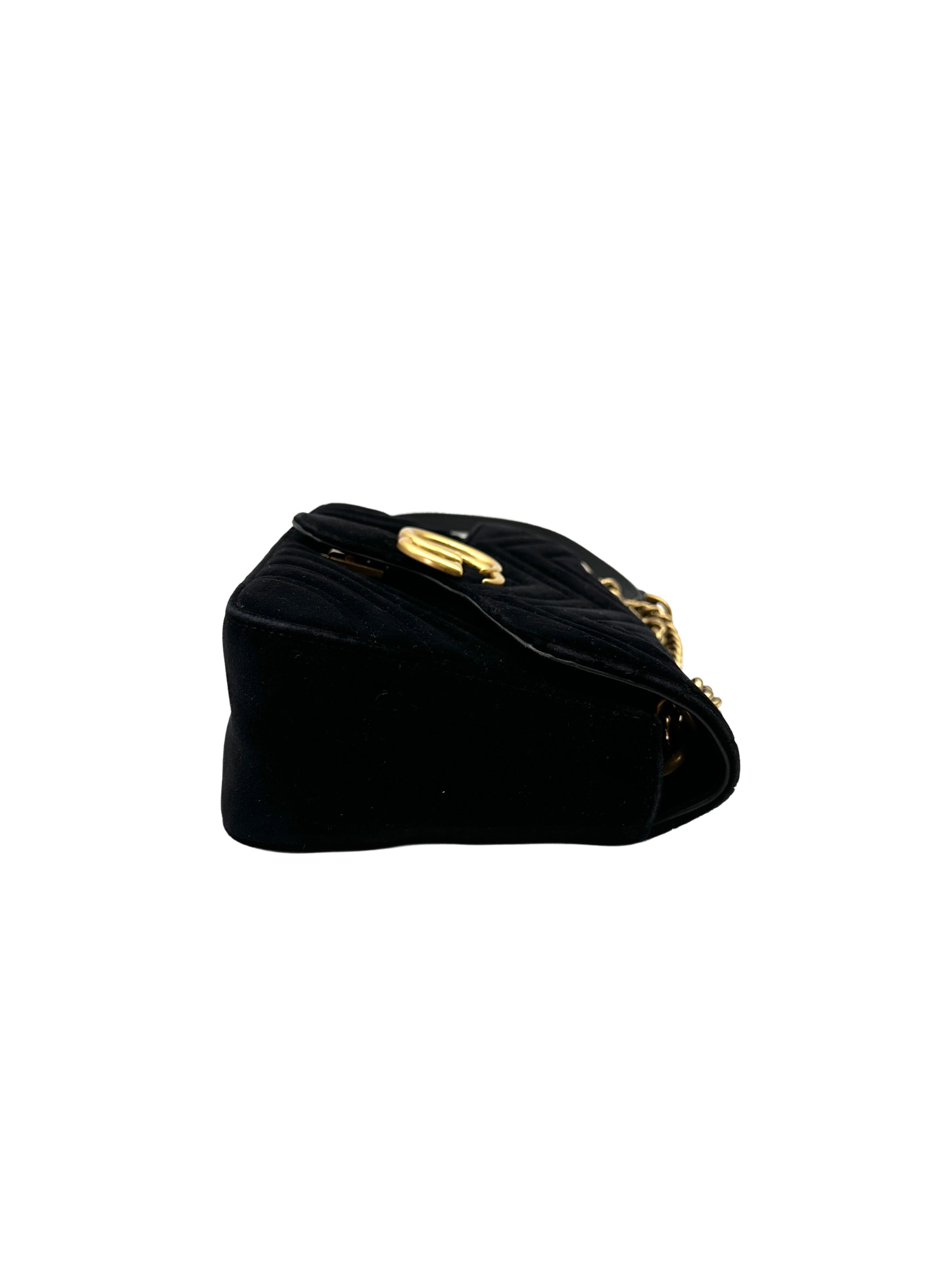 Gucci GG Marmont Black Velvet Shoulder Bag GG1030