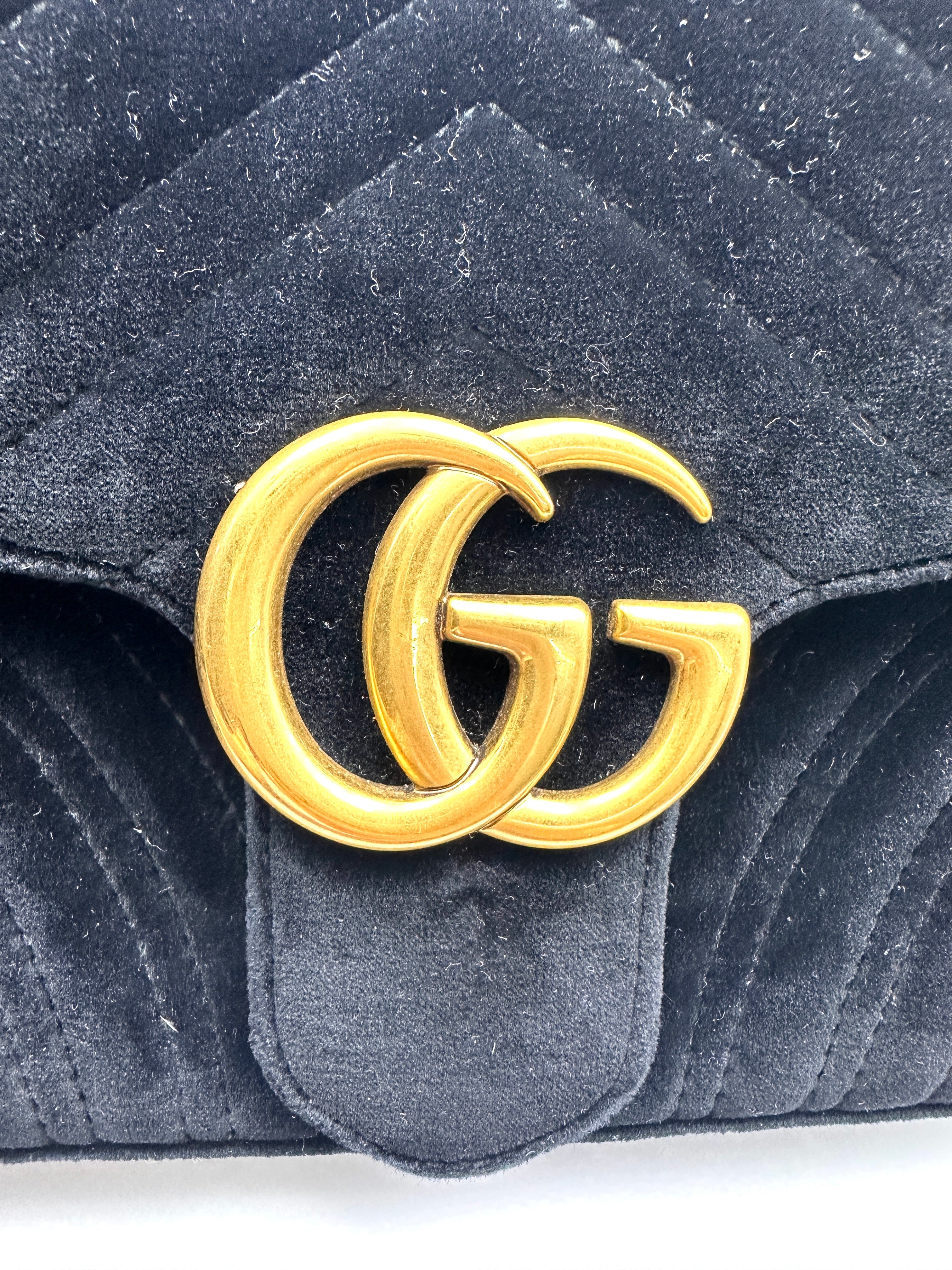 Gucci GG Marmont Black Velvet Shoulder Bag GG1030