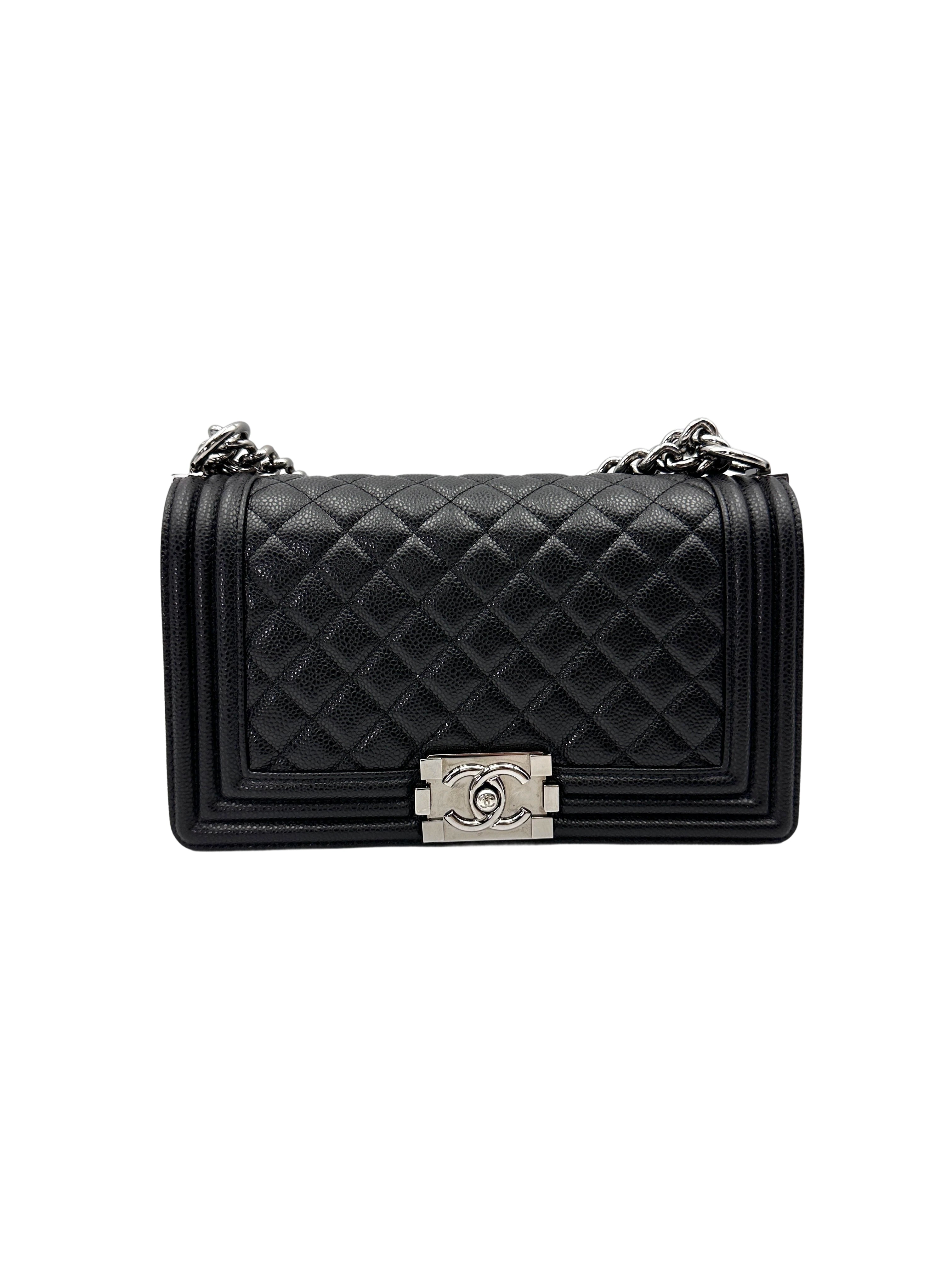 Chanel LeBoy Black Quilted Leather Flap Bag With Silver Buckle(19***63) CC1985