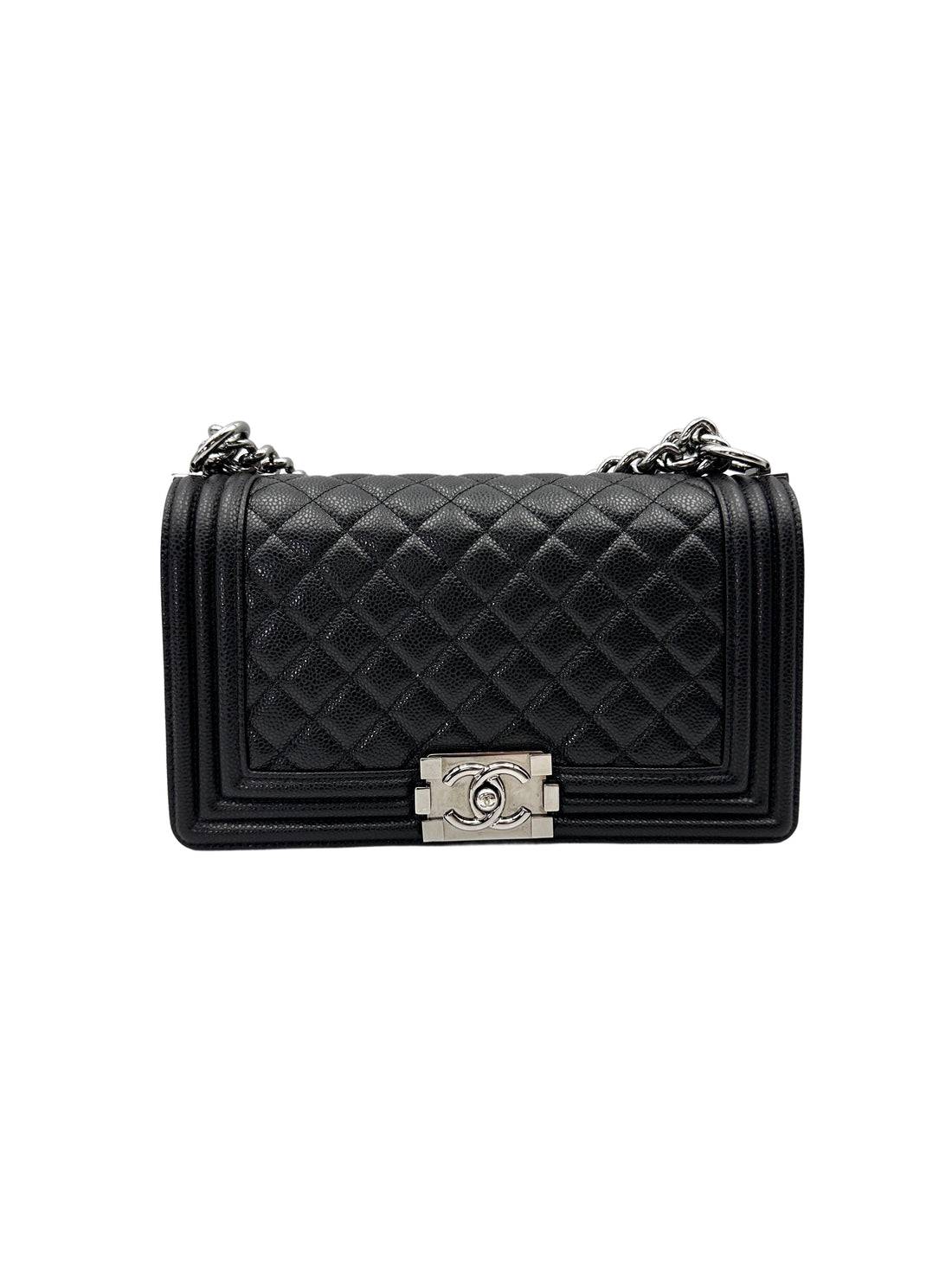 Chanel LeBoy Black Quilted Leather Flap Bag With Silver Buckle(19***63) CC1985