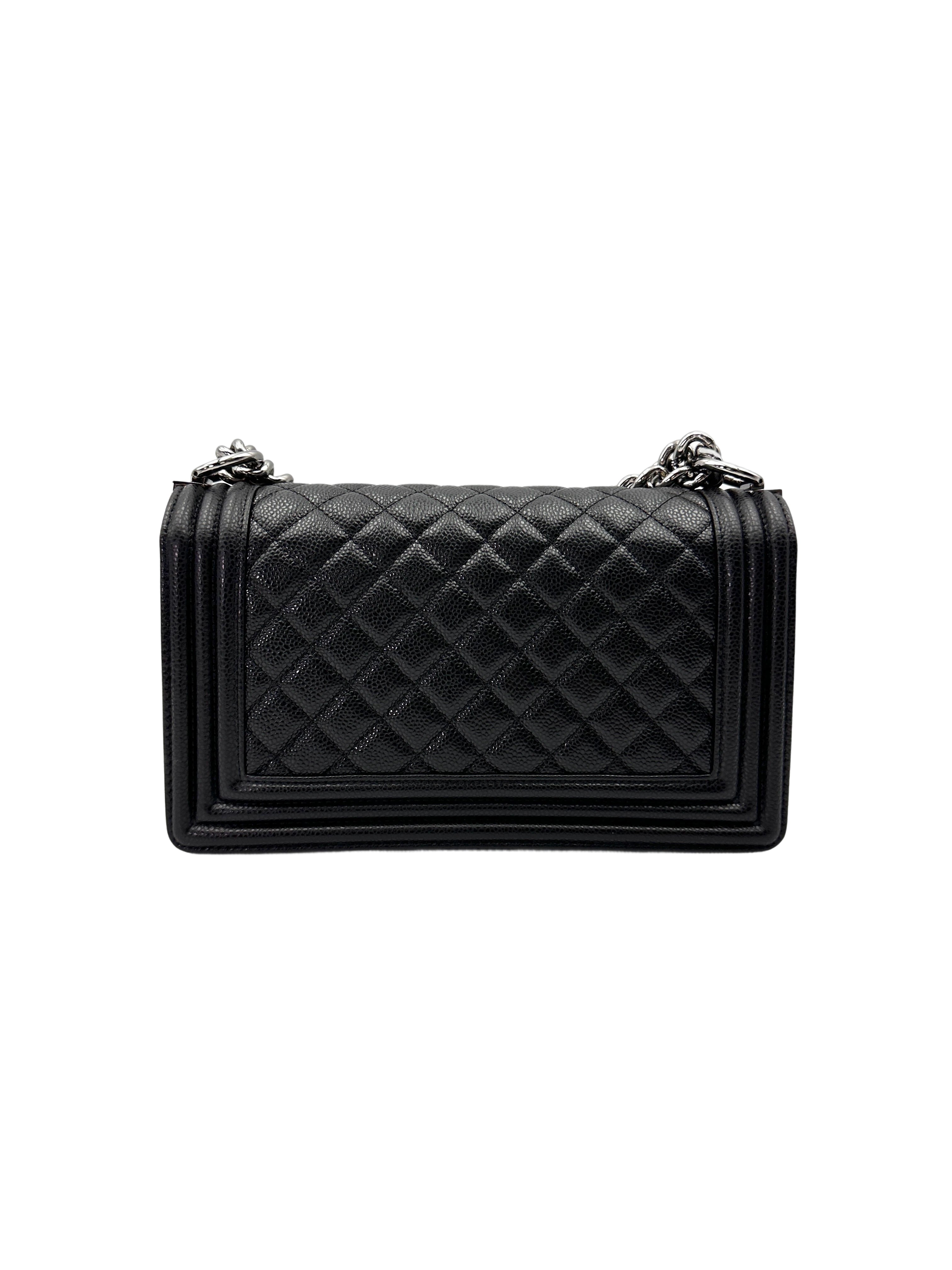 Chanel LeBoy Black Quilted Leather Flap Bag With Silver Buckle(19***63) CC1985