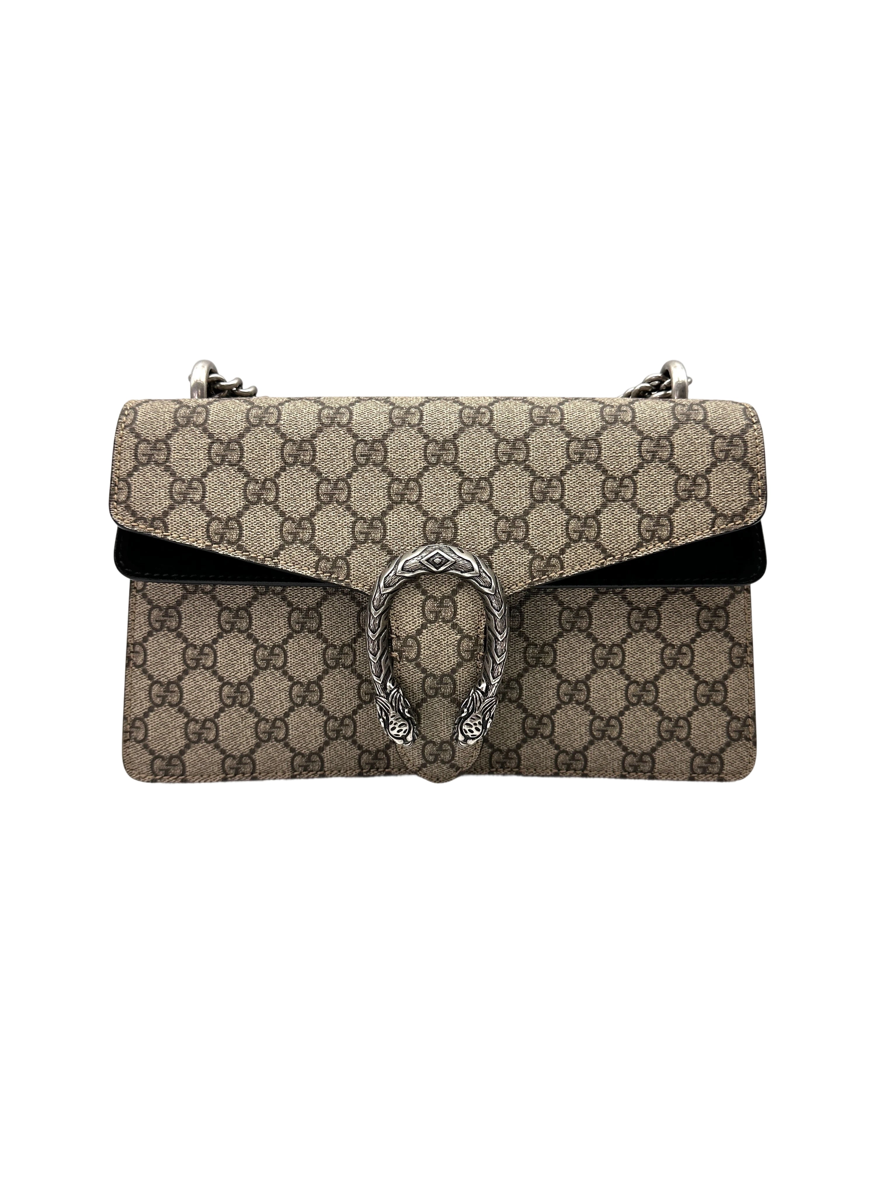 Gucci Dionysus GG Supreme Canvas Medium Size Shoulder Bag With Black Tirm GG1031