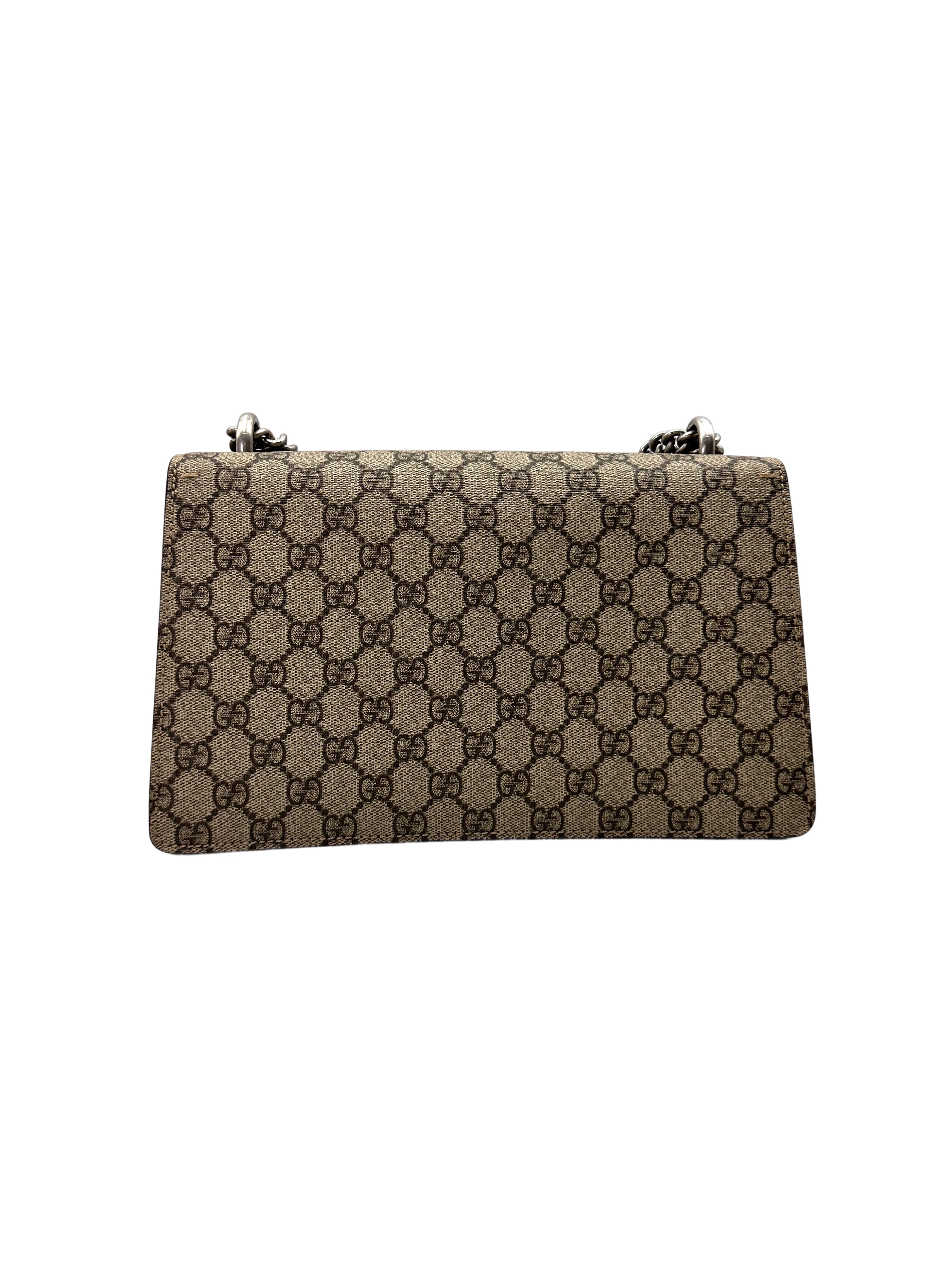 Gucci Dionysus GG Supreme Canvas Medium Size Shoulder Bag With Black Tirm GG1031