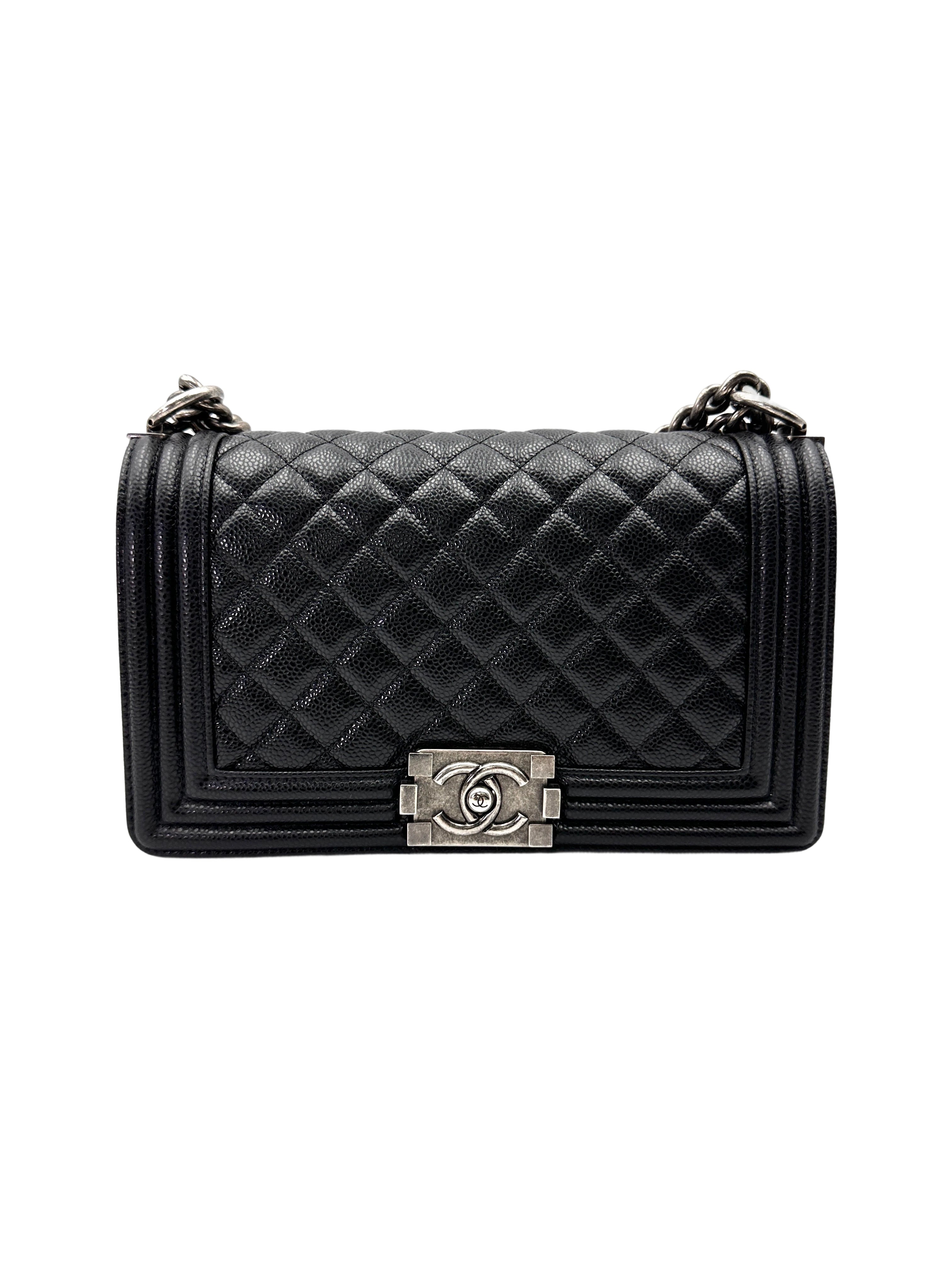 Chanel LeBoy Black Quilted Leather Flap Bag With Silver Buckle(18***32) CC1983