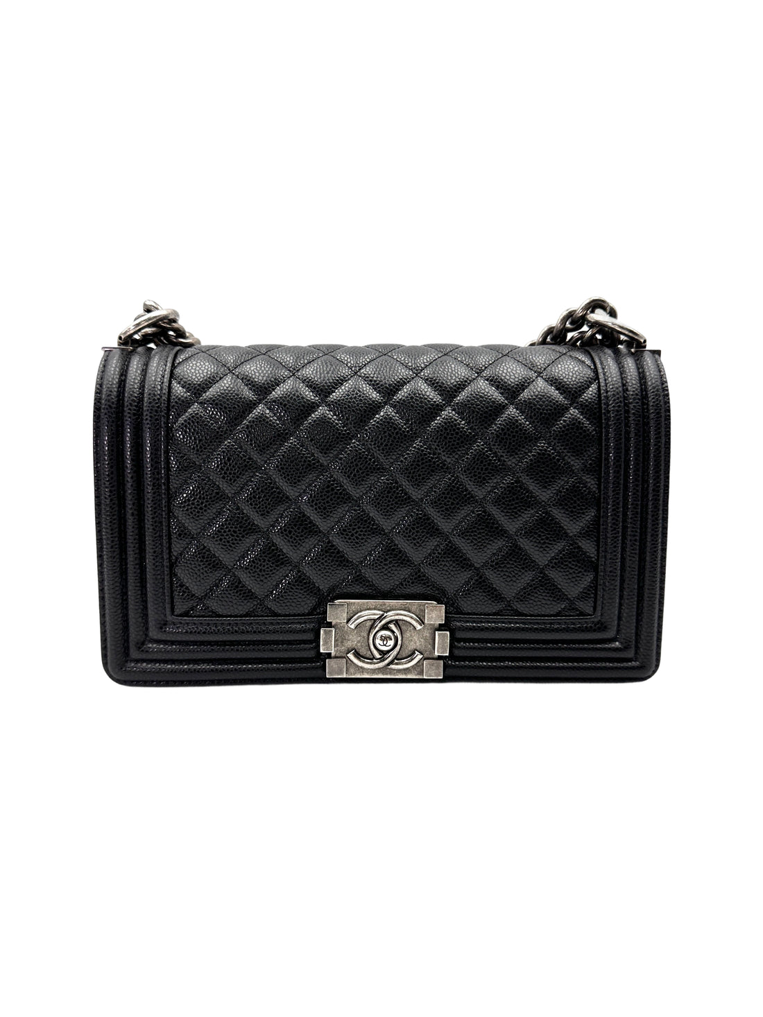 Chanel LeBoy Black Quilted Leather Flap Bag With Silver Buckle(18***32) CC1983