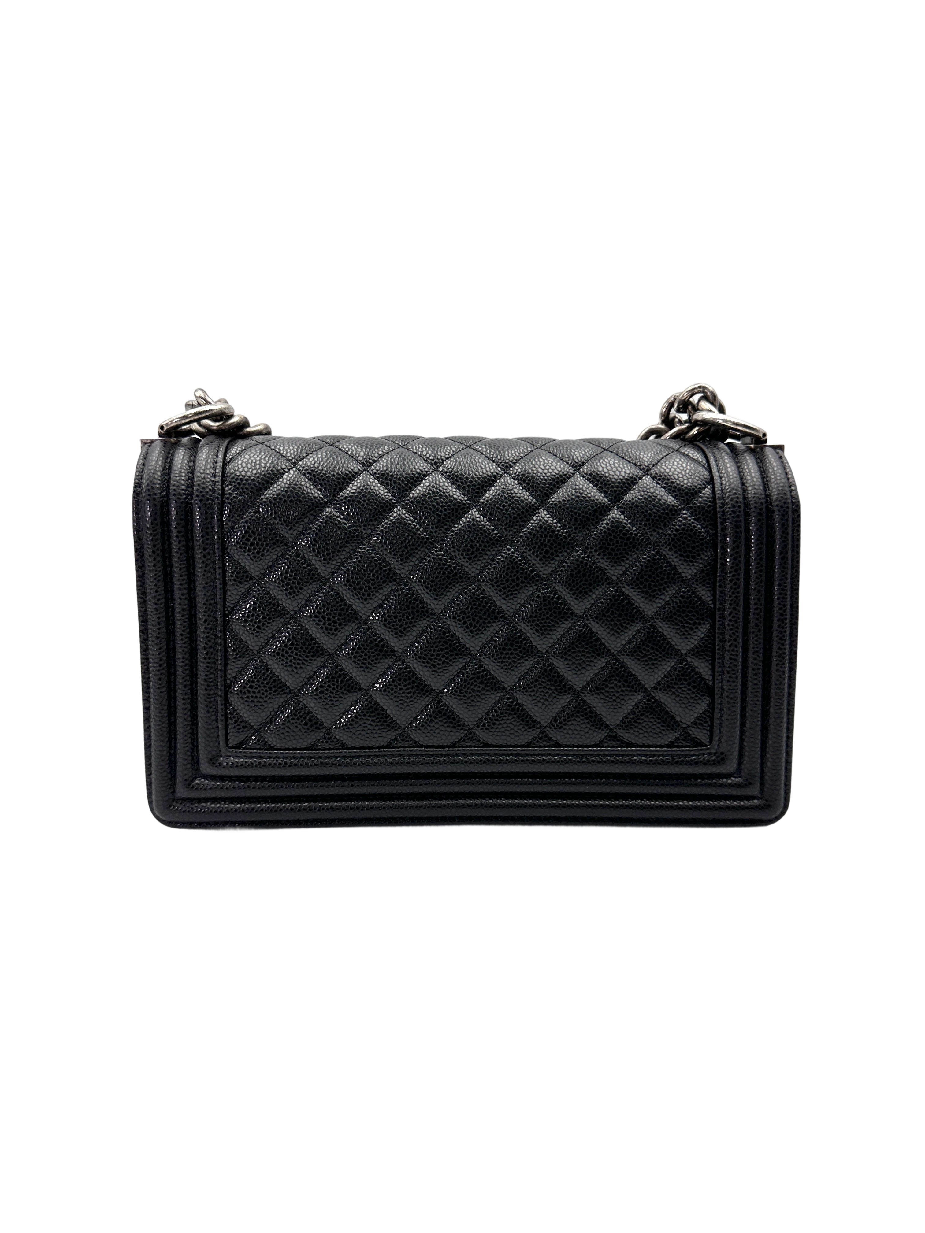 Chanel LeBoy Black Quilted Leather Flap Bag With Silver Buckle(18***32) CC1983